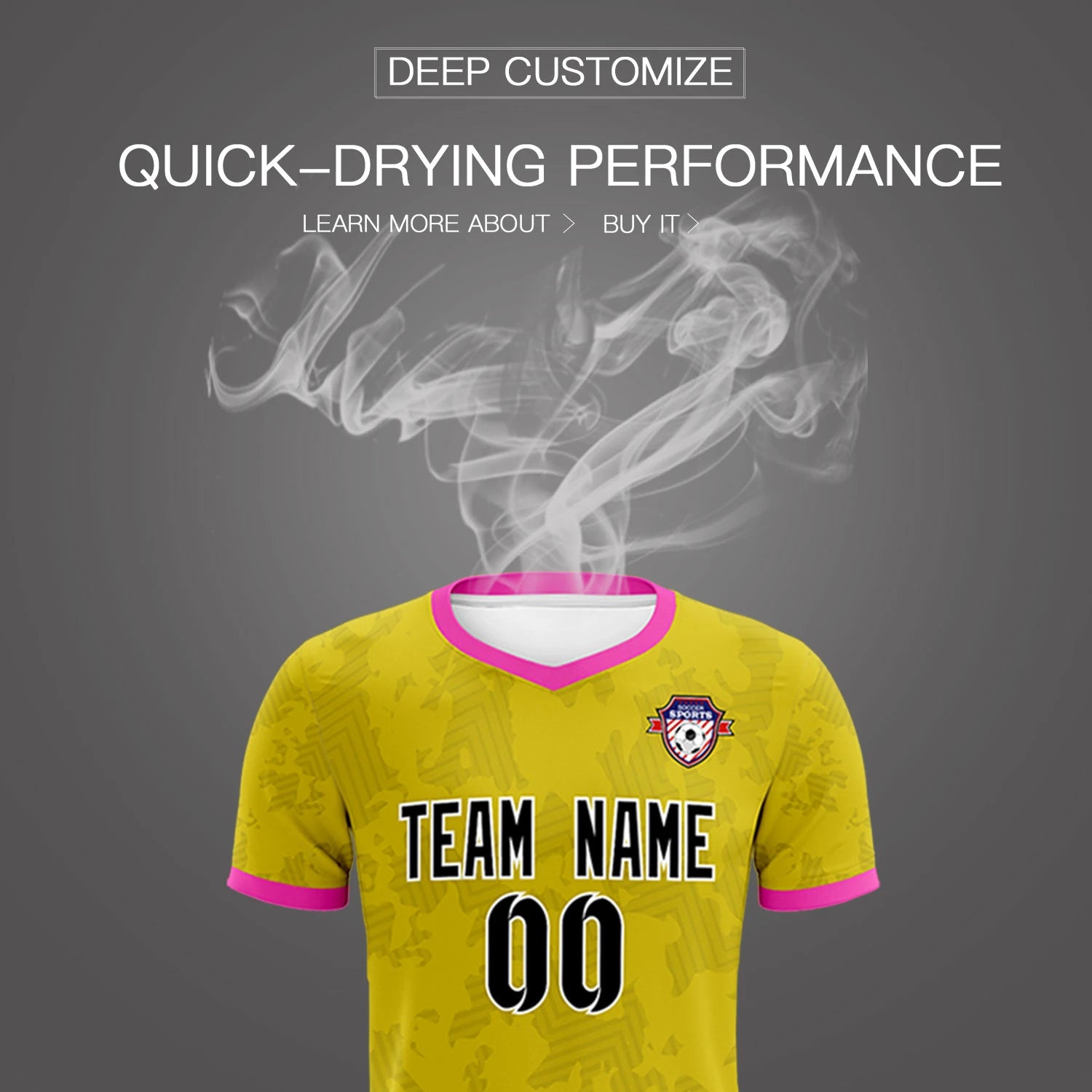 Custom Yellow-Black Printing Outdoor Breathable Soccer Sets Jersey