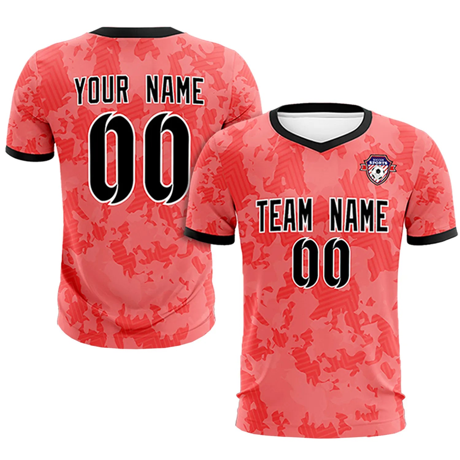 Custom Red-Black Printing Outdoor Breathable Soccer Sets Jersey