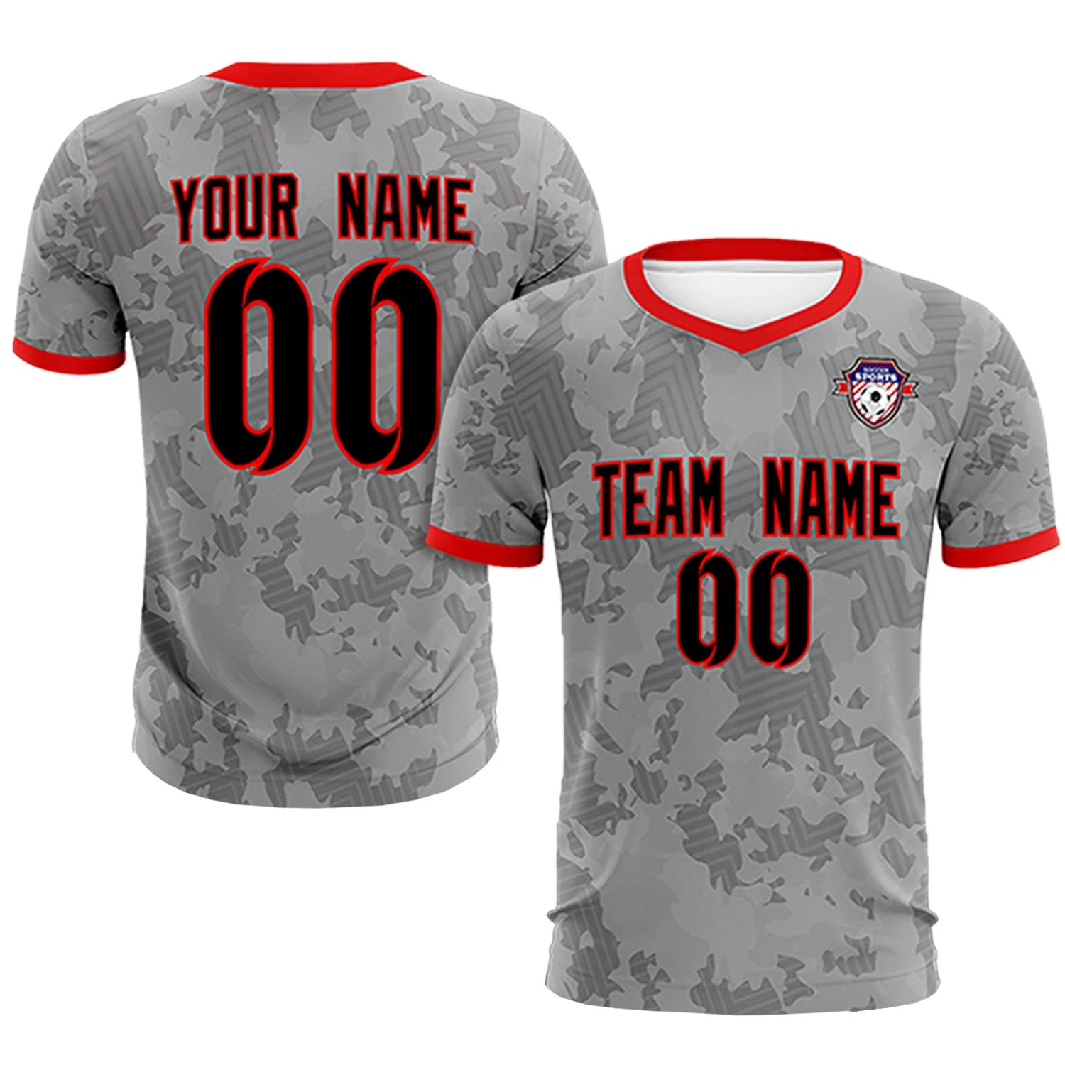 Custom Gray-Black Printing Outdoor Breathable Soccer Sets Jersey