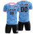 Custom Light Blue-Black Printing Outdoor Breathable Soccer Sets Jersey