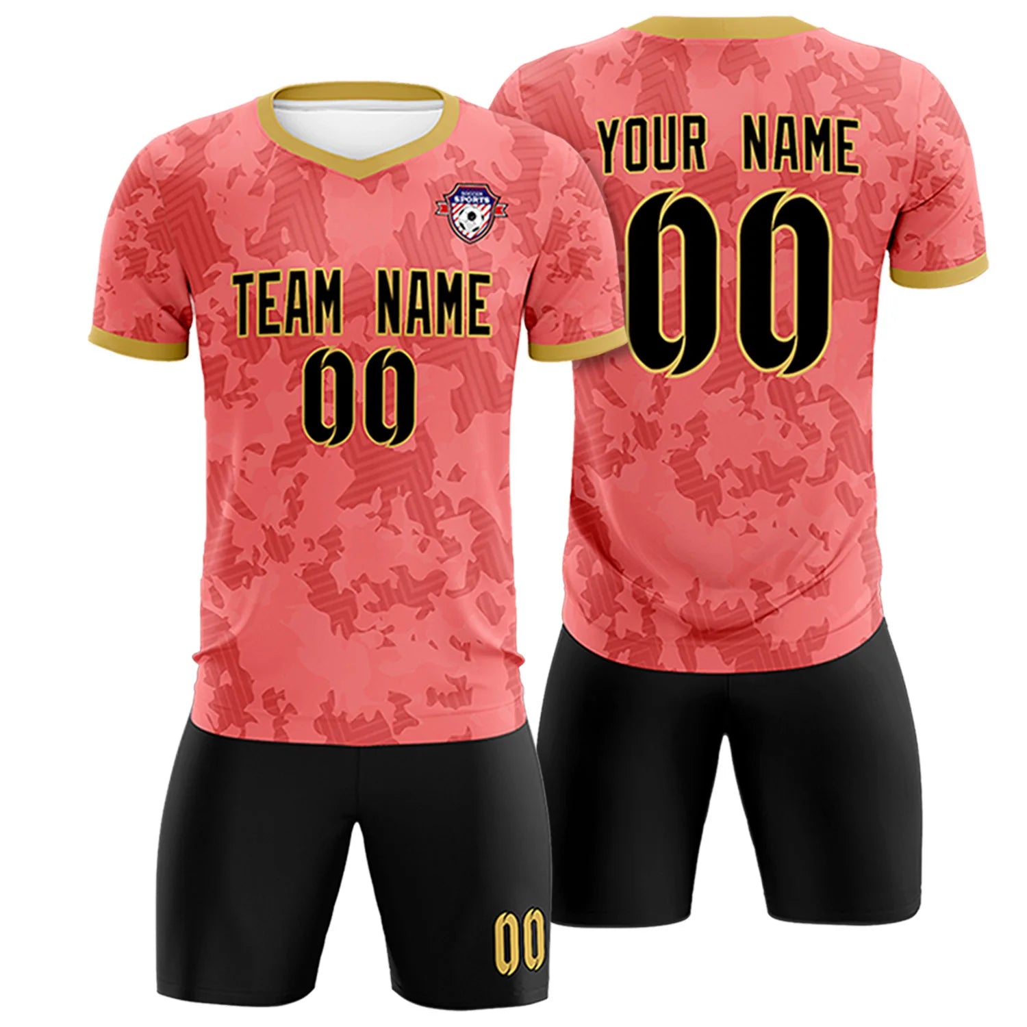Custom Red-Black Printing Outdoor Breathable Soccer Sets Jersey
