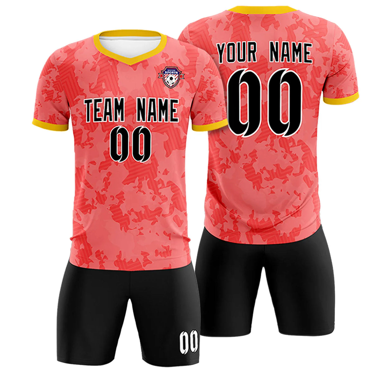 Custom Red-Black Printing Outdoor Breathable Soccer Sets Jersey