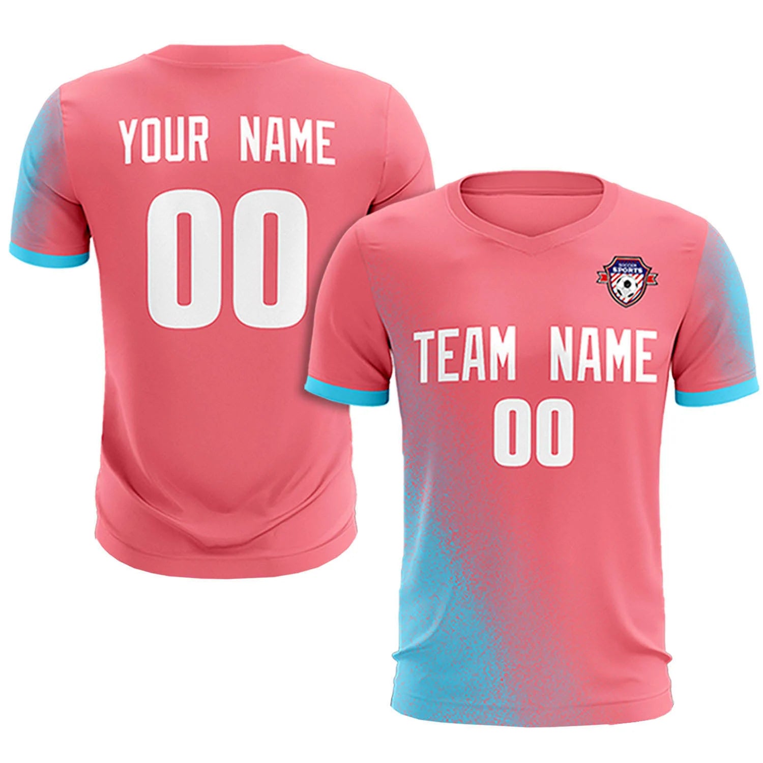 Custom Light Red Sky Blue Outdoor Sport Soccer Sets Jersey