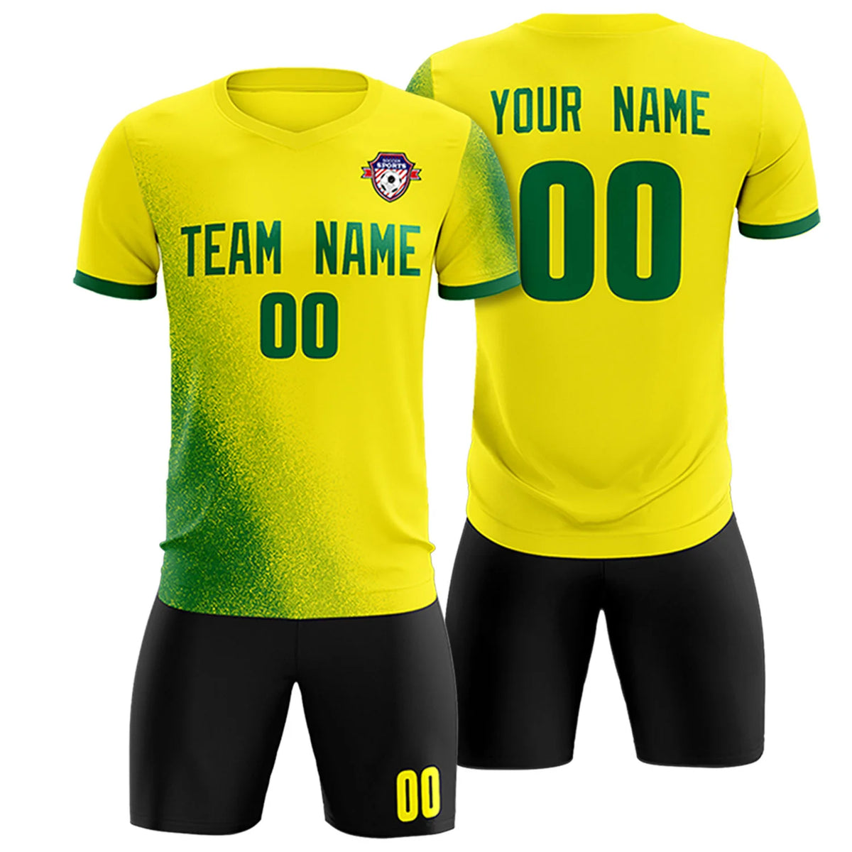 Custom Yellow Green Outdoor Sport Soccer Sets Jersey