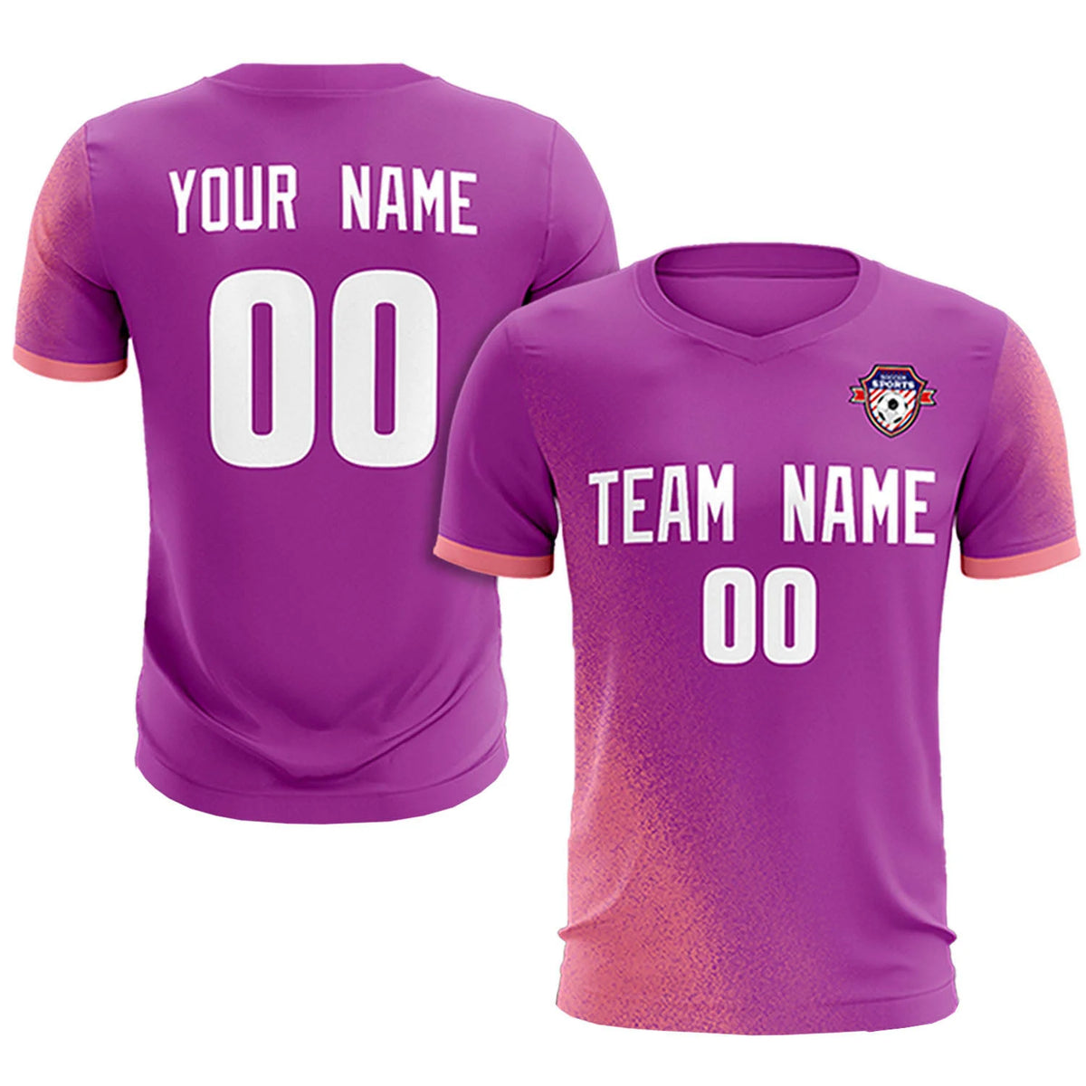 Custom Light Purple Light Red Outdoor Sport Soccer Sets Jersey