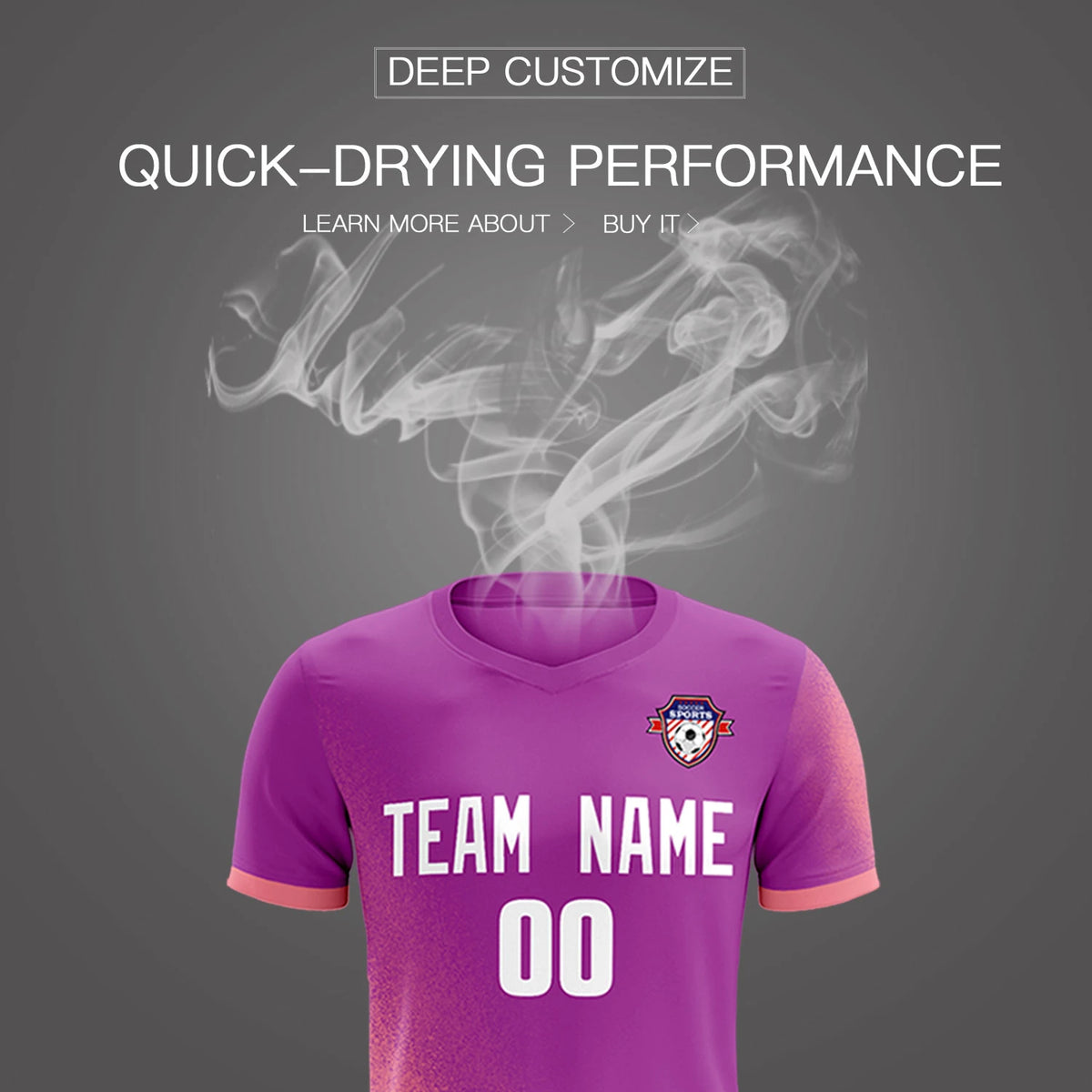 Custom Light Purple Light Red Outdoor Sport Soccer Sets Jersey