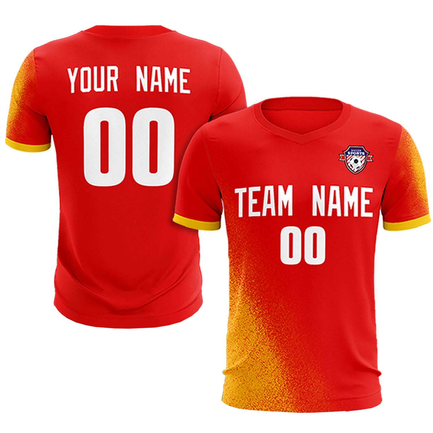 Custom Red Gold01 Outdoor Sport Soccer Sets Jersey