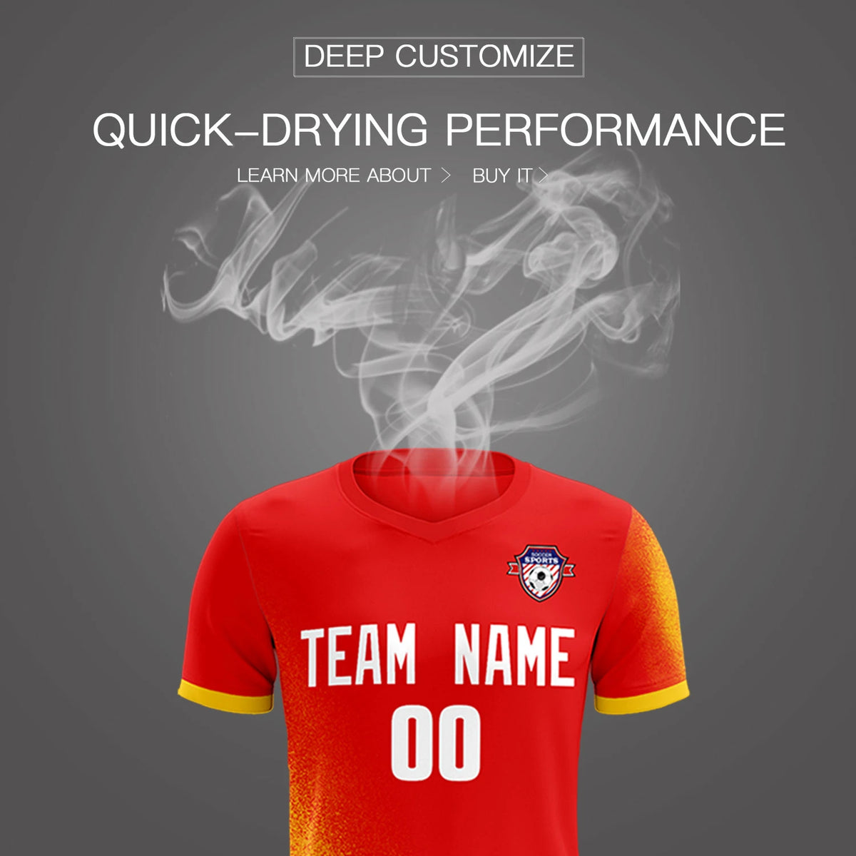 Custom Red Gold01 Outdoor Sport Soccer Sets Jersey