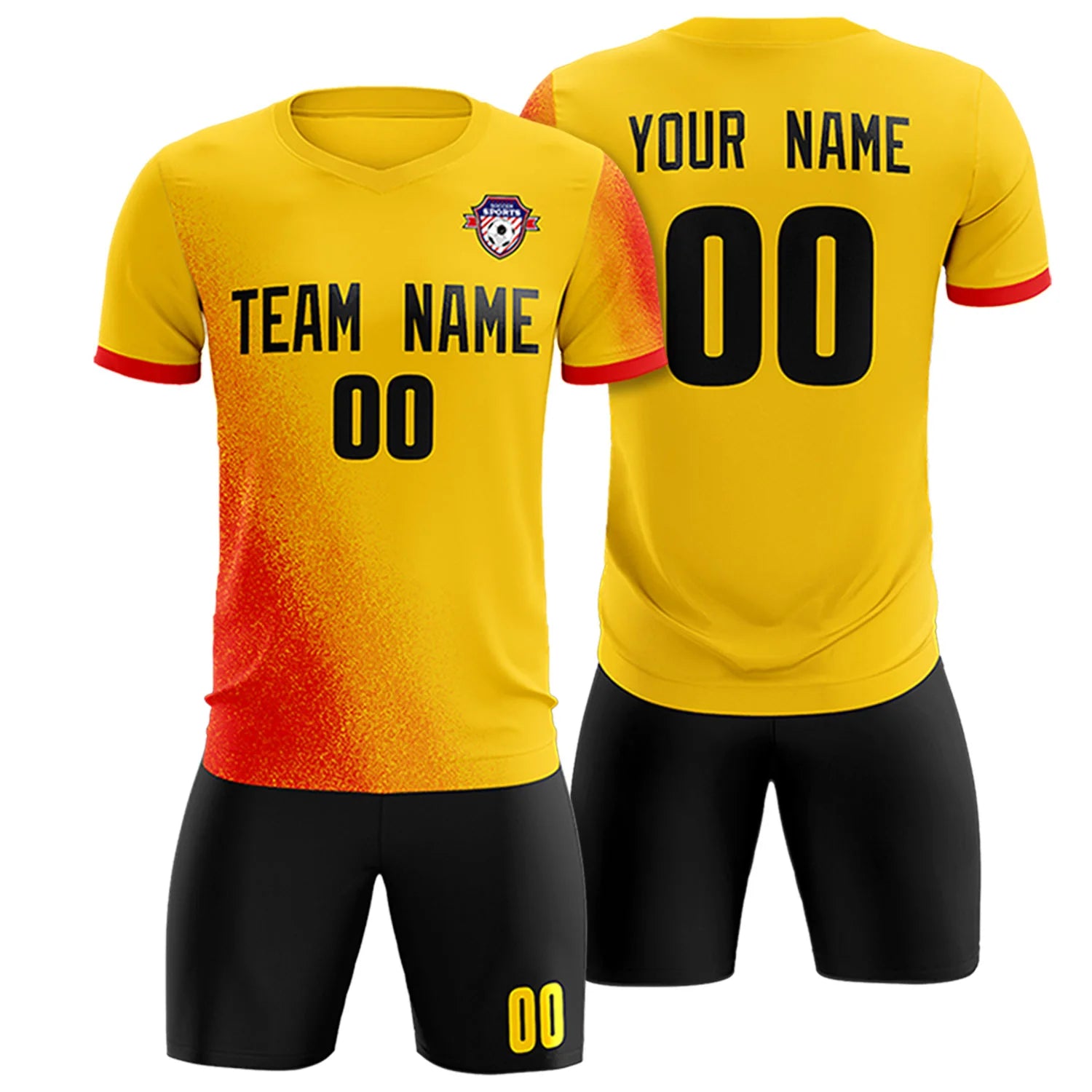 Custom Gold01 Red Outdoor Sport Soccer Sets Jersey