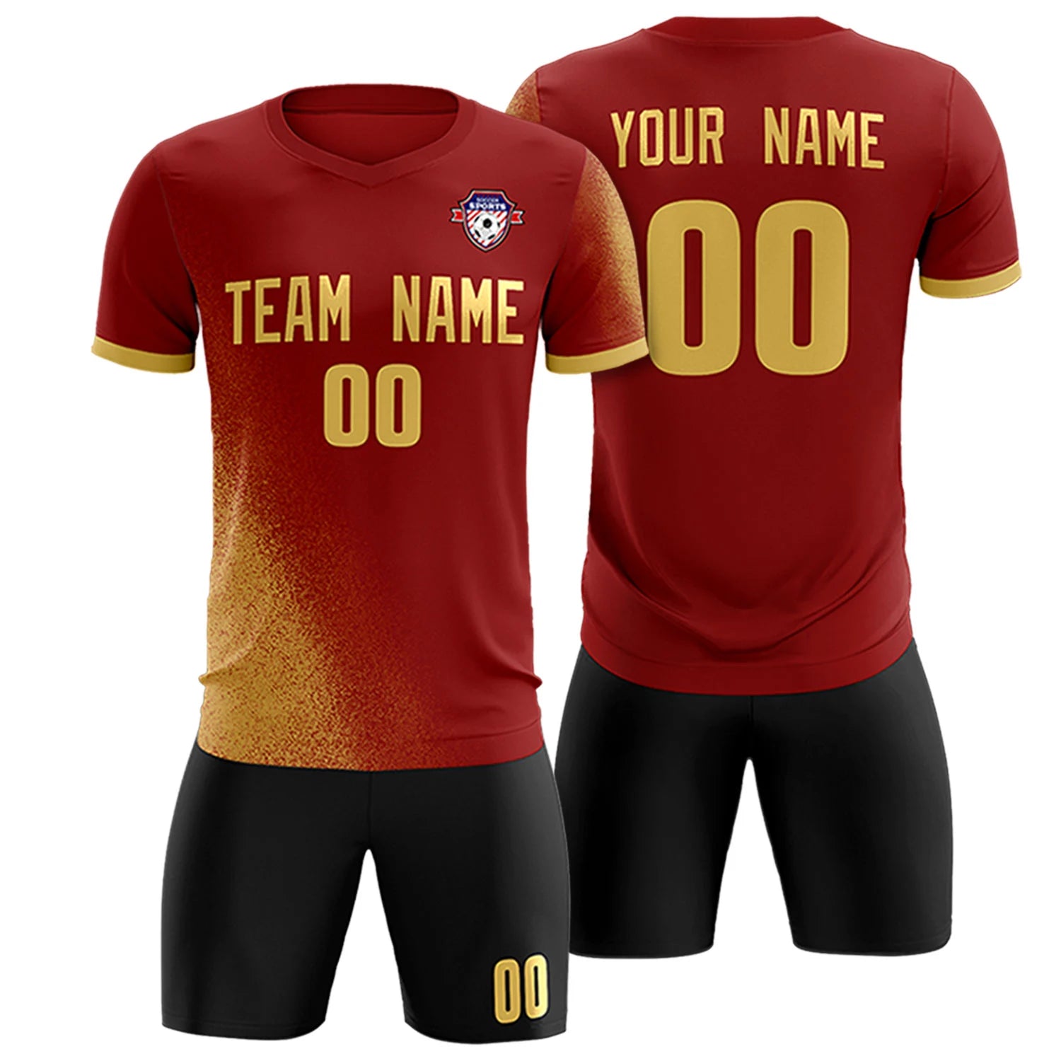 Custom Crimson Old Gold Outdoor Sport Soccer Sets Jersey