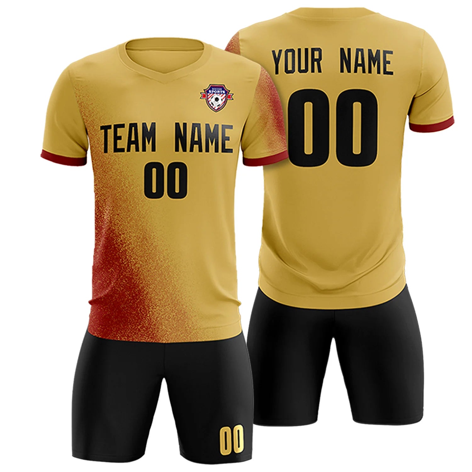 Custom Old Gold Crimson Outdoor Sport Soccer Sets Jersey