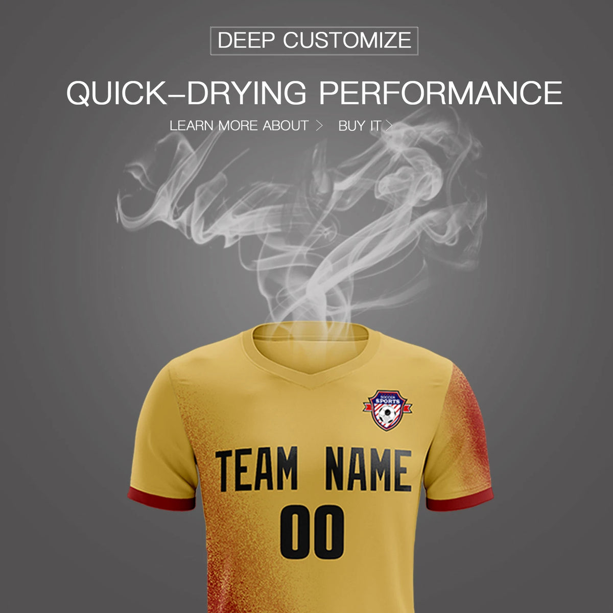 Custom Old Gold Crimson Outdoor Sport Soccer Sets Jersey