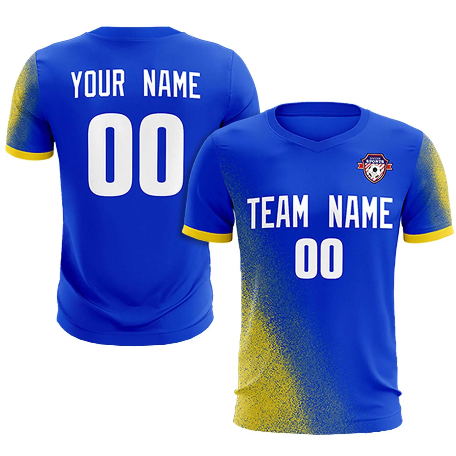 Custom Royal Blue Gold01 Outdoor Sport Soccer Sets Jersey