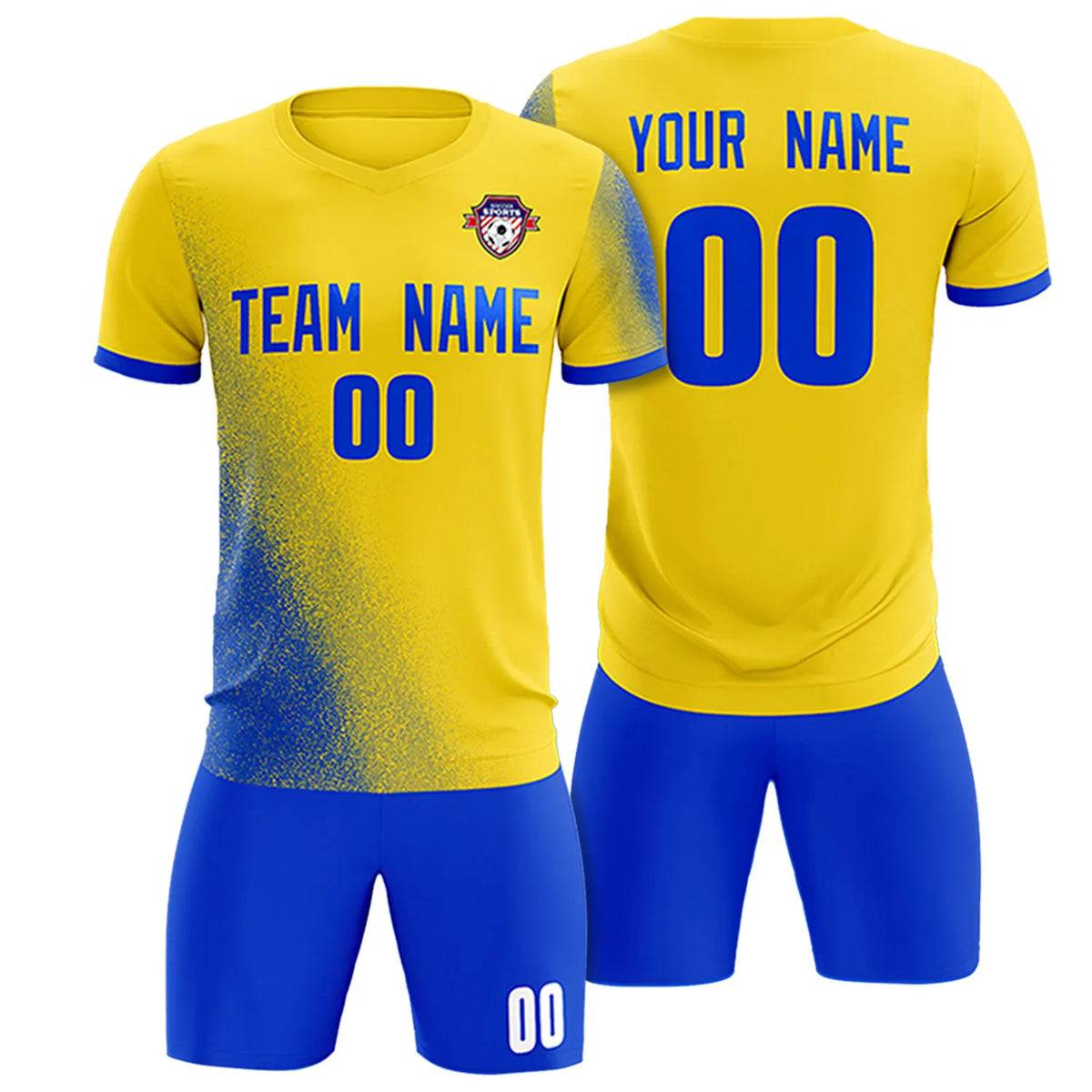 Custom Gold01 Royal Blue Outdoor Sport Soccer Sets Jersey