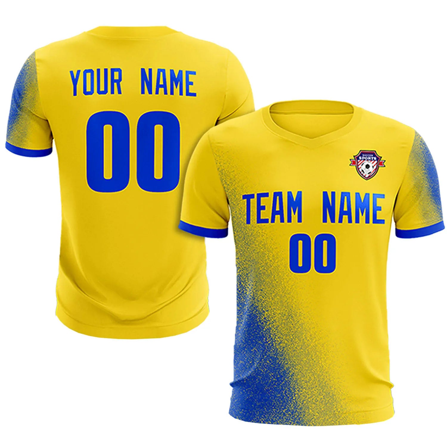 Custom Gold01 Royal Blue Outdoor Sport Soccer Sets Jersey