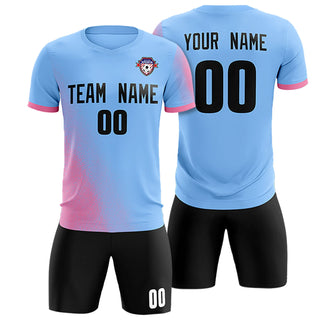Camiseta de fútbol personalizada para deportes al aire libre, color azul claro y rosa - Estilo 1