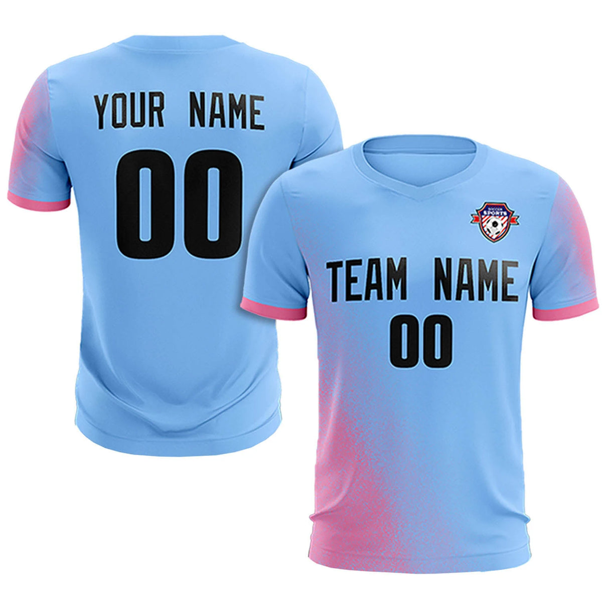 Custom Light Blue Pink Outdoor Sport Soccer Sets Jersey