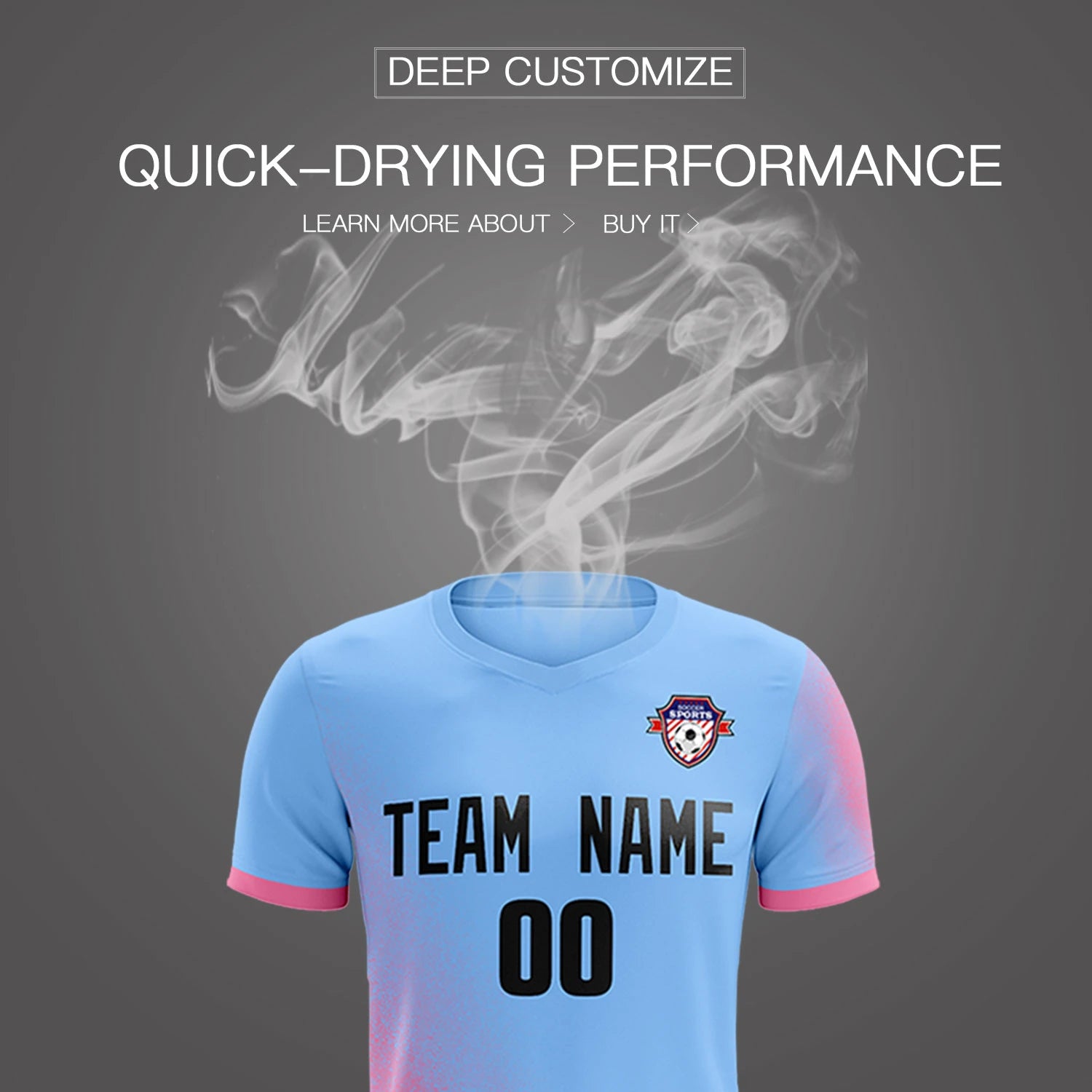 Custom Light Blue Pink Outdoor Sport Soccer Sets Jersey