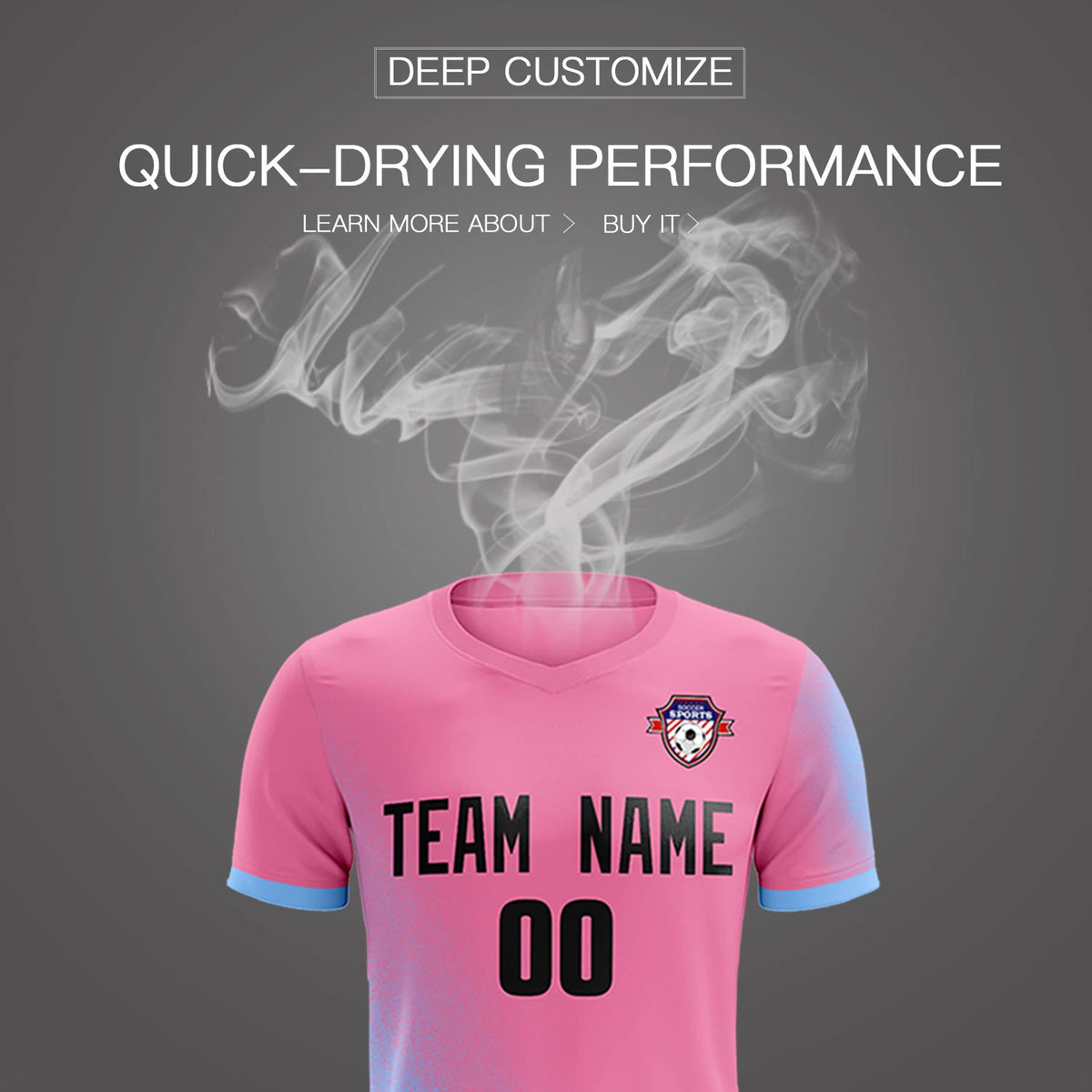 Custom Pink Light Blue Outdoor Sport Soccer Sets Jersey