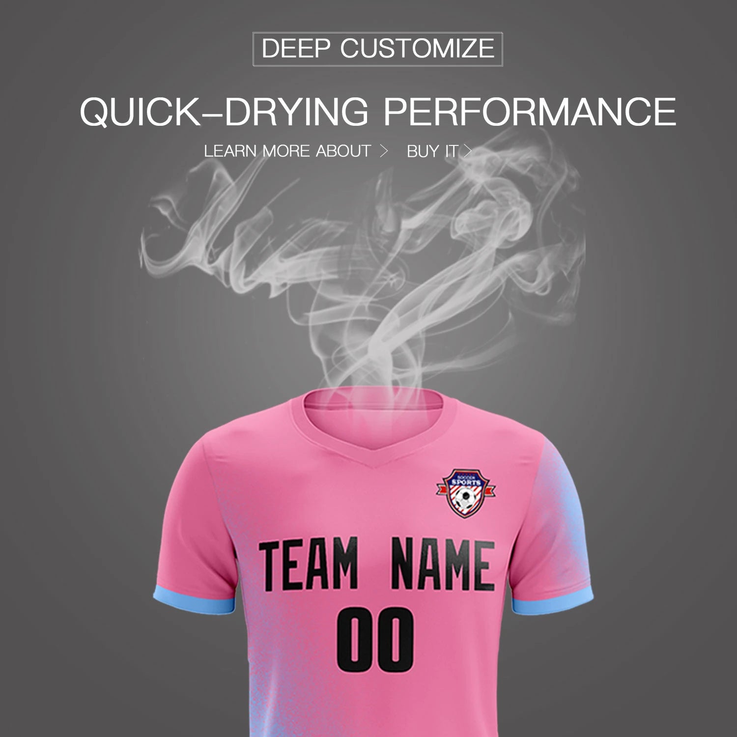 Custom Pink Light Blue Outdoor Sport Soccer Sets Jersey