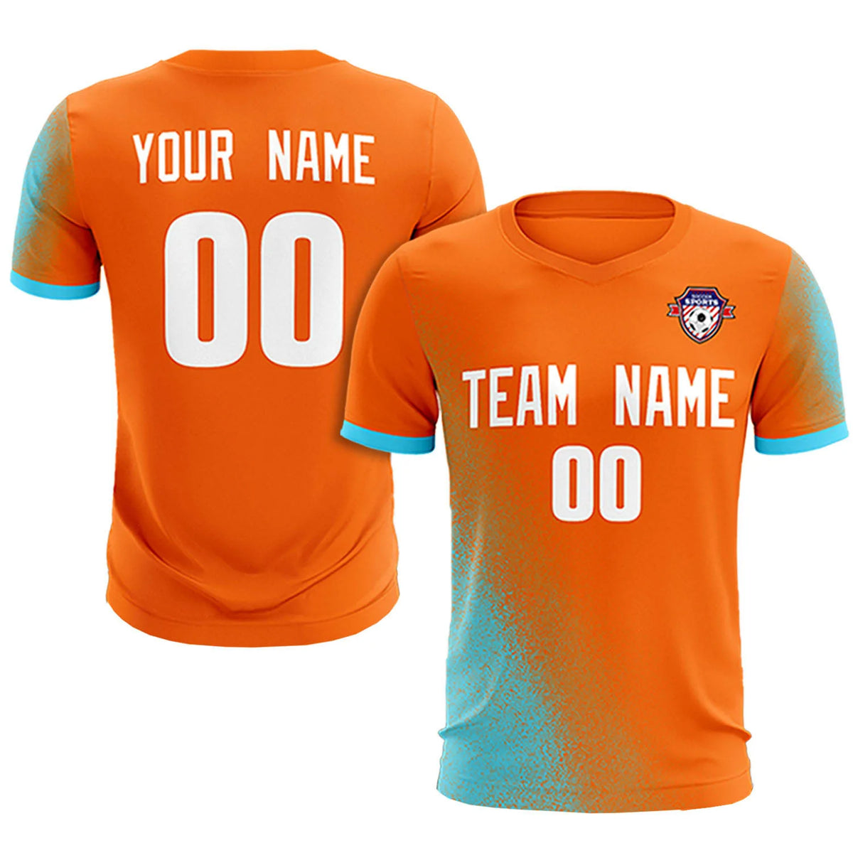 Custom Orange Sky Blue Outdoor Sport Soccer Sets Jersey