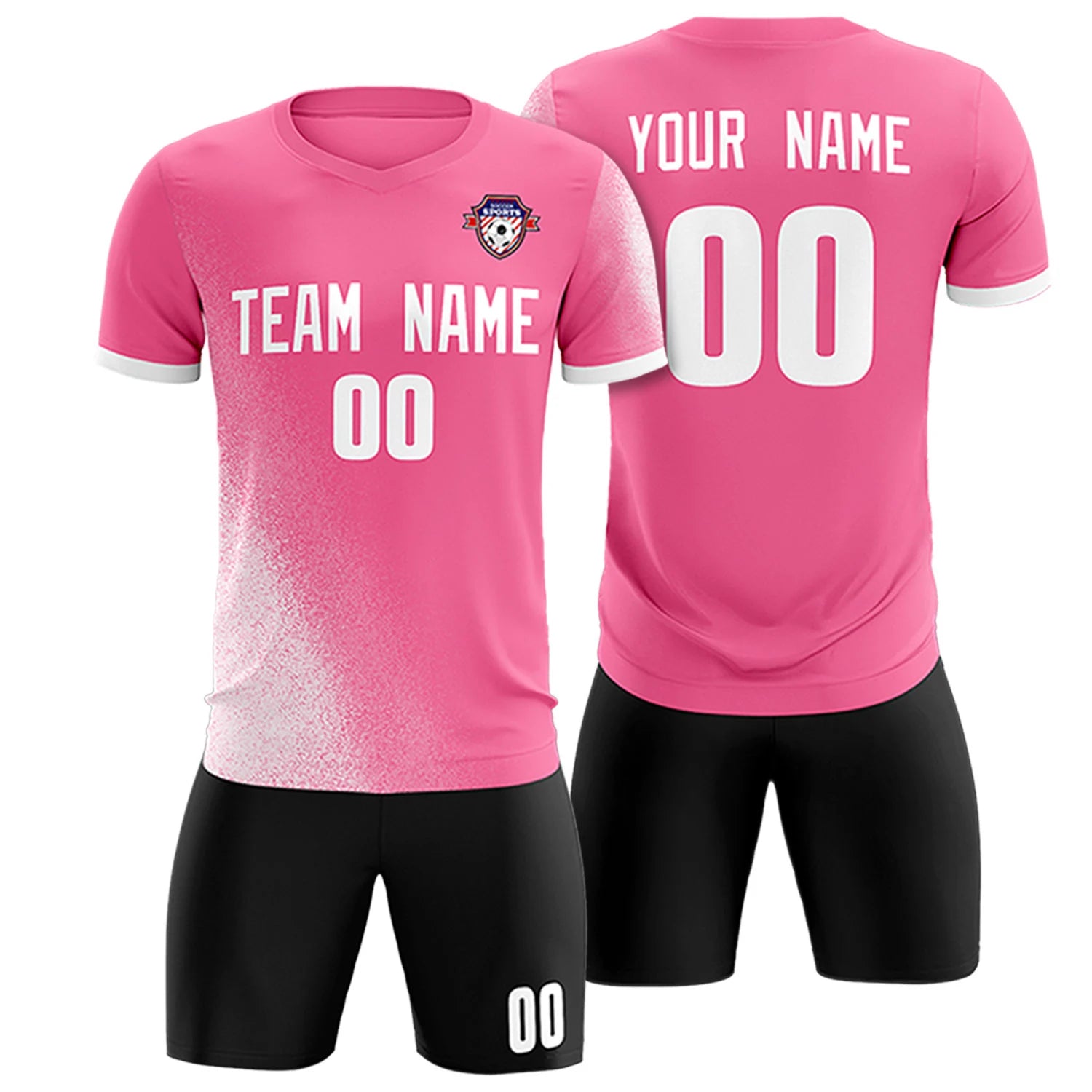 Custom Pink White Outdoor Sport Soccer Sets Jersey