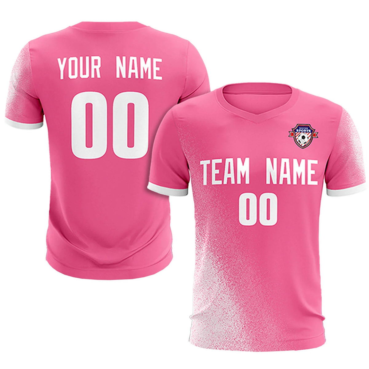 Custom Pink White Outdoor Sport Soccer Sets Jersey