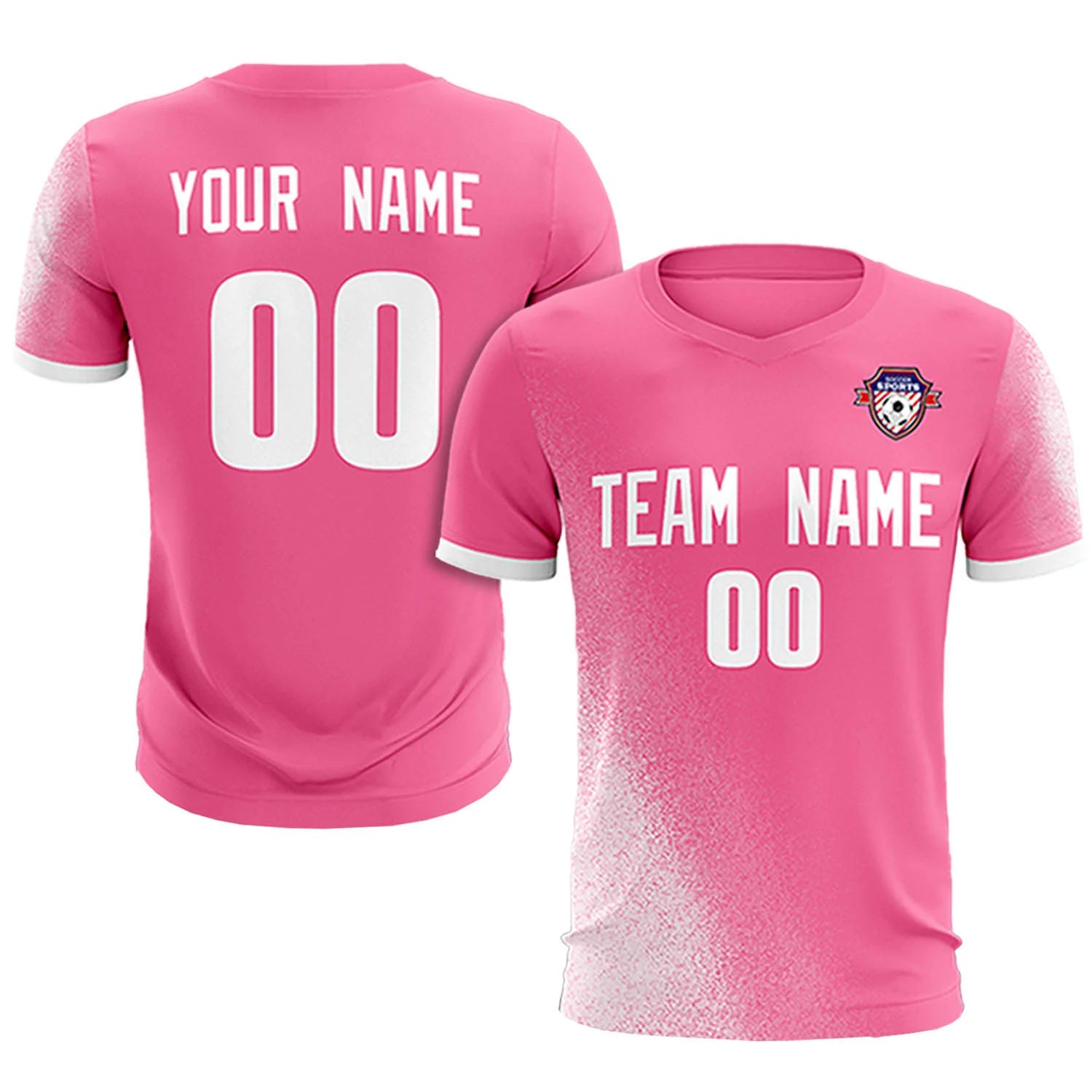 Custom Pink White Outdoor Sport Soccer Sets Jersey