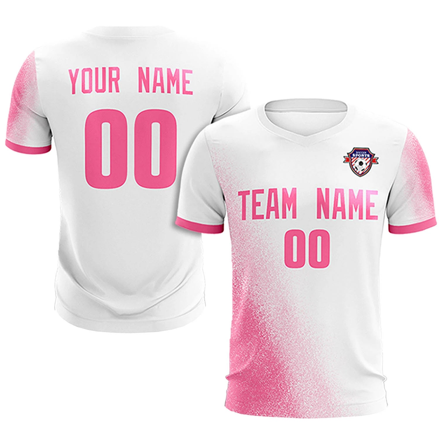 Custom White Pink Outdoor Sport Soccer Sets Jersey