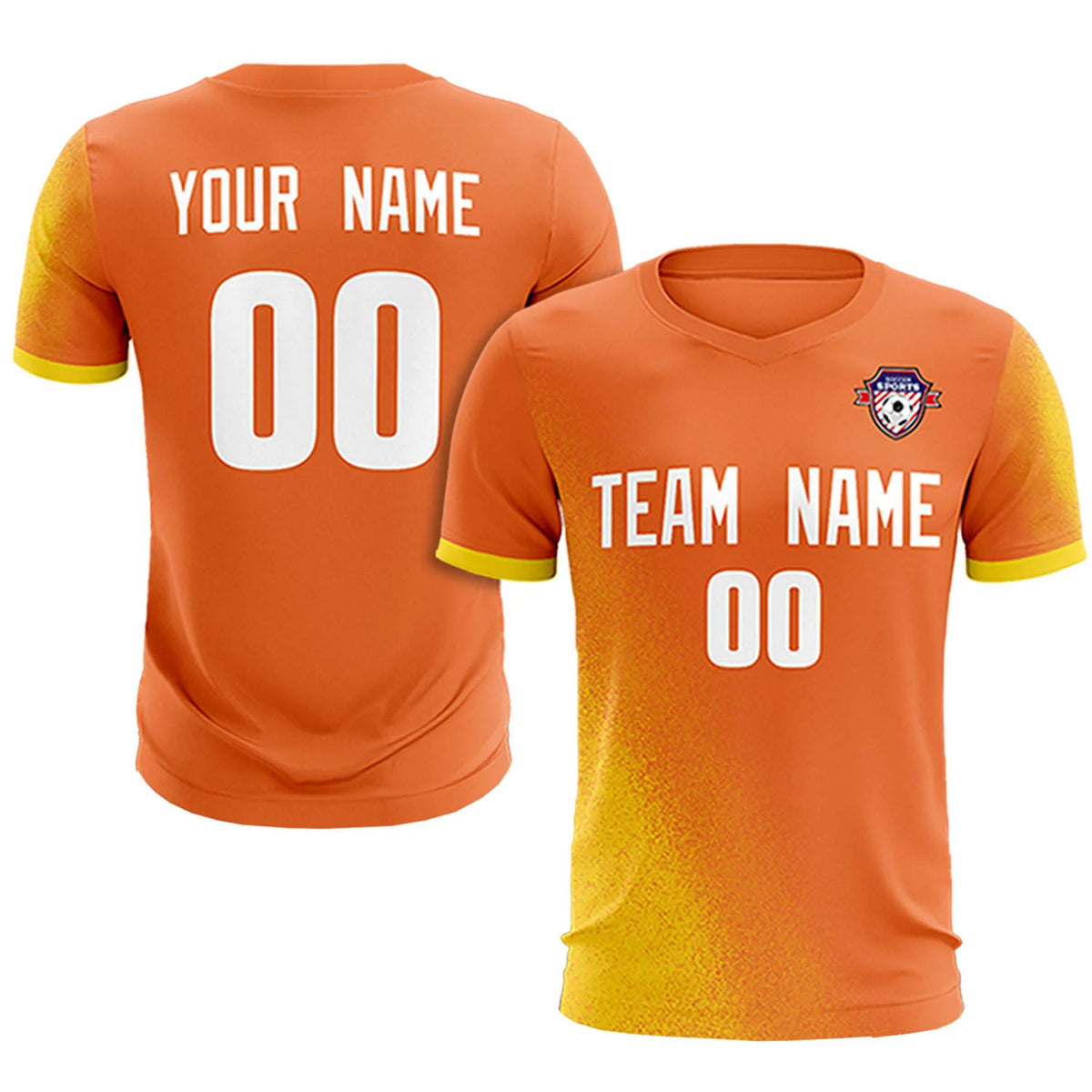 Custom Orange Gold01 Outdoor Sport Soccer Sets Jersey