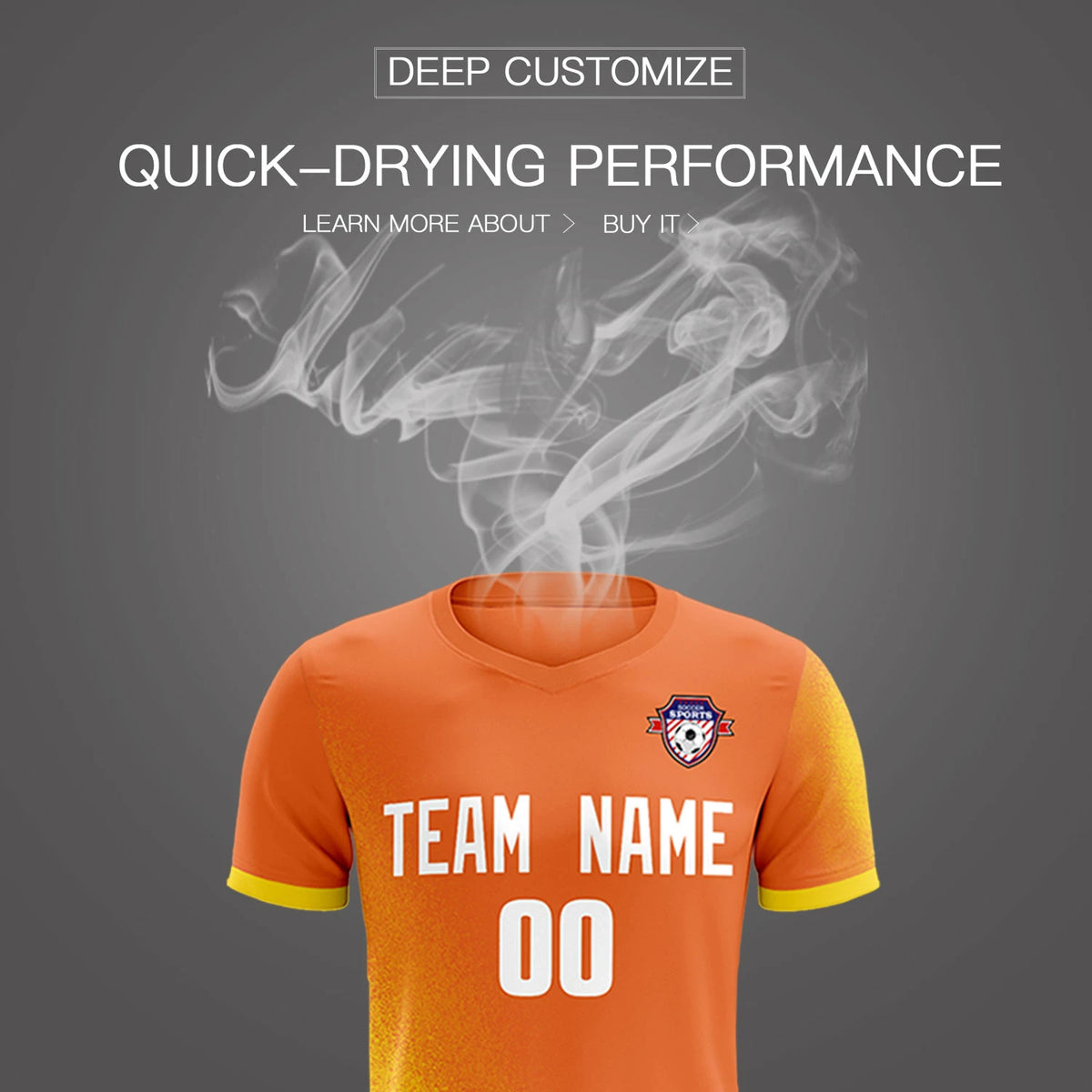 Custom Orange Gold01 Outdoor Sport Soccer Sets Jersey