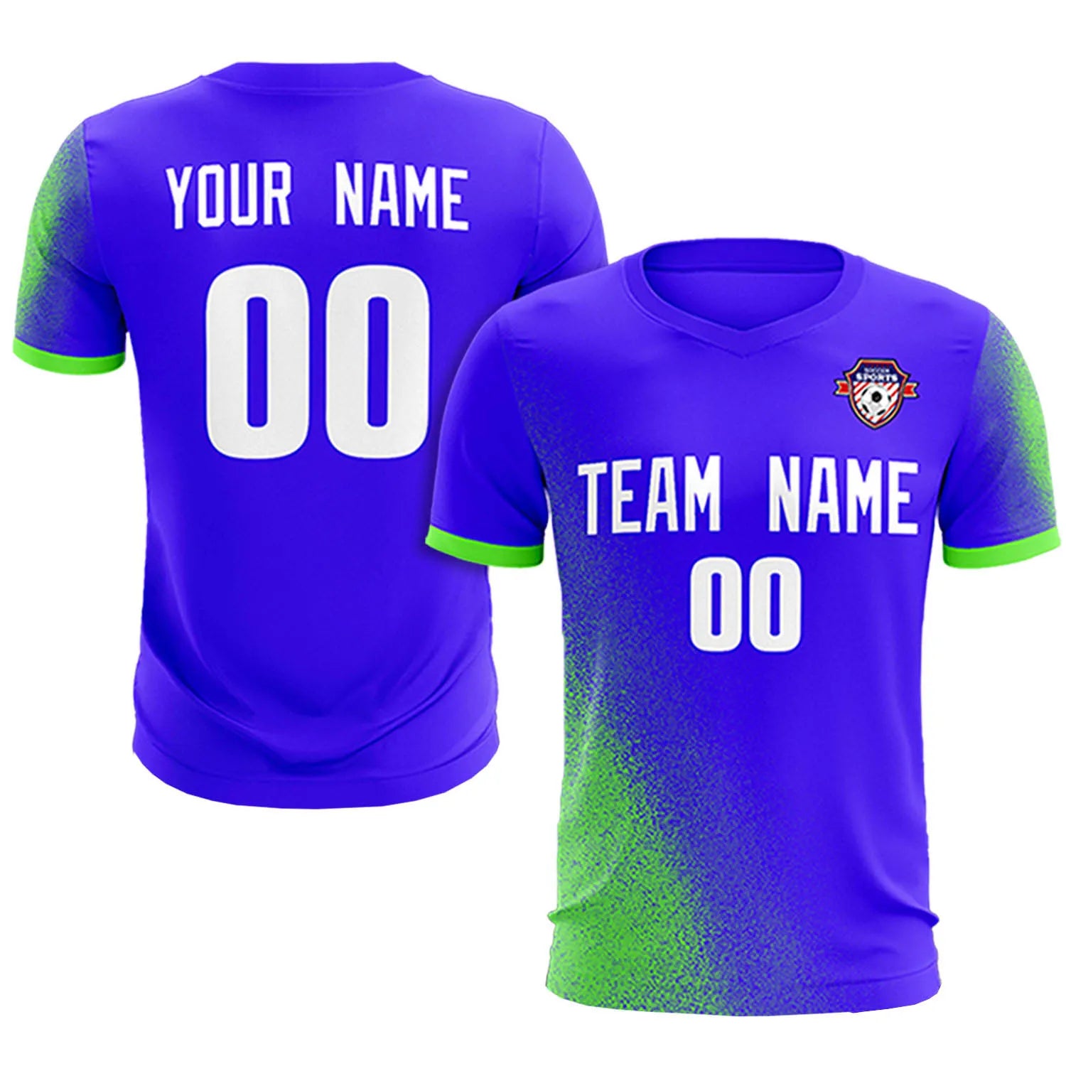 Custom Royal Blue Neon Green Outdoor Sport Soccer Sets Jersey