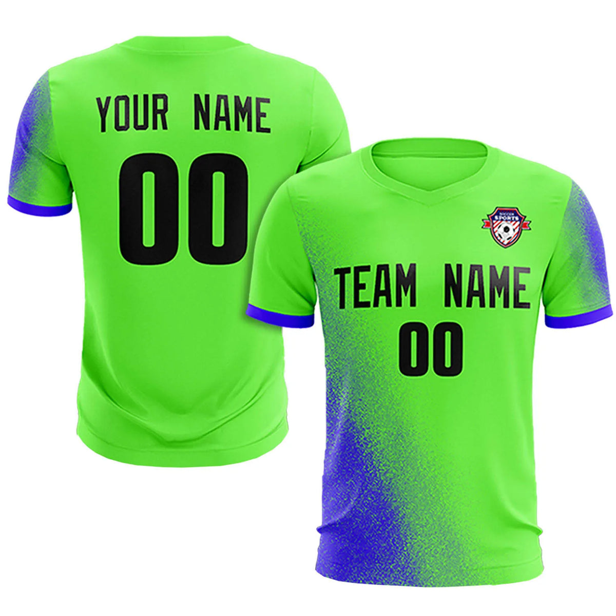 Custom Neon Green Royal Blue Outdoor Sport Soccer Sets Jersey