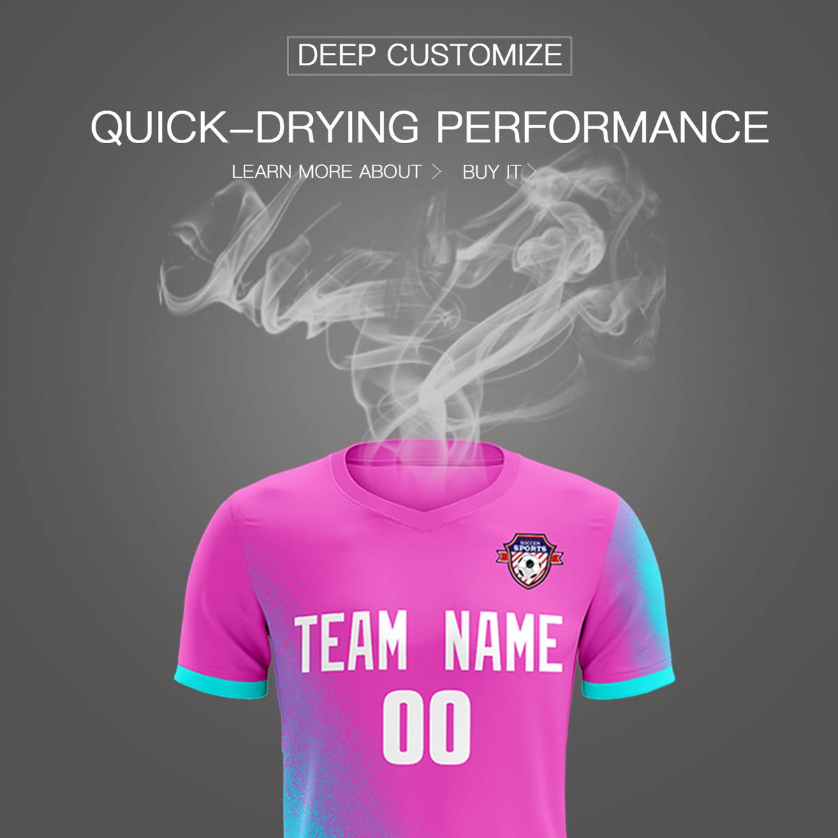 Custom Pink Sky Blue Outdoor Sport Soccer Sets Jersey