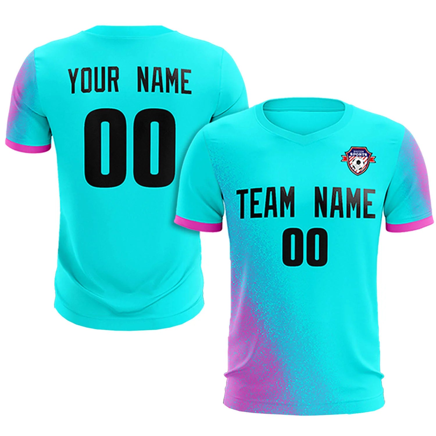 Custom Sky Blue Pink Outdoor Sport Soccer Sets Jersey