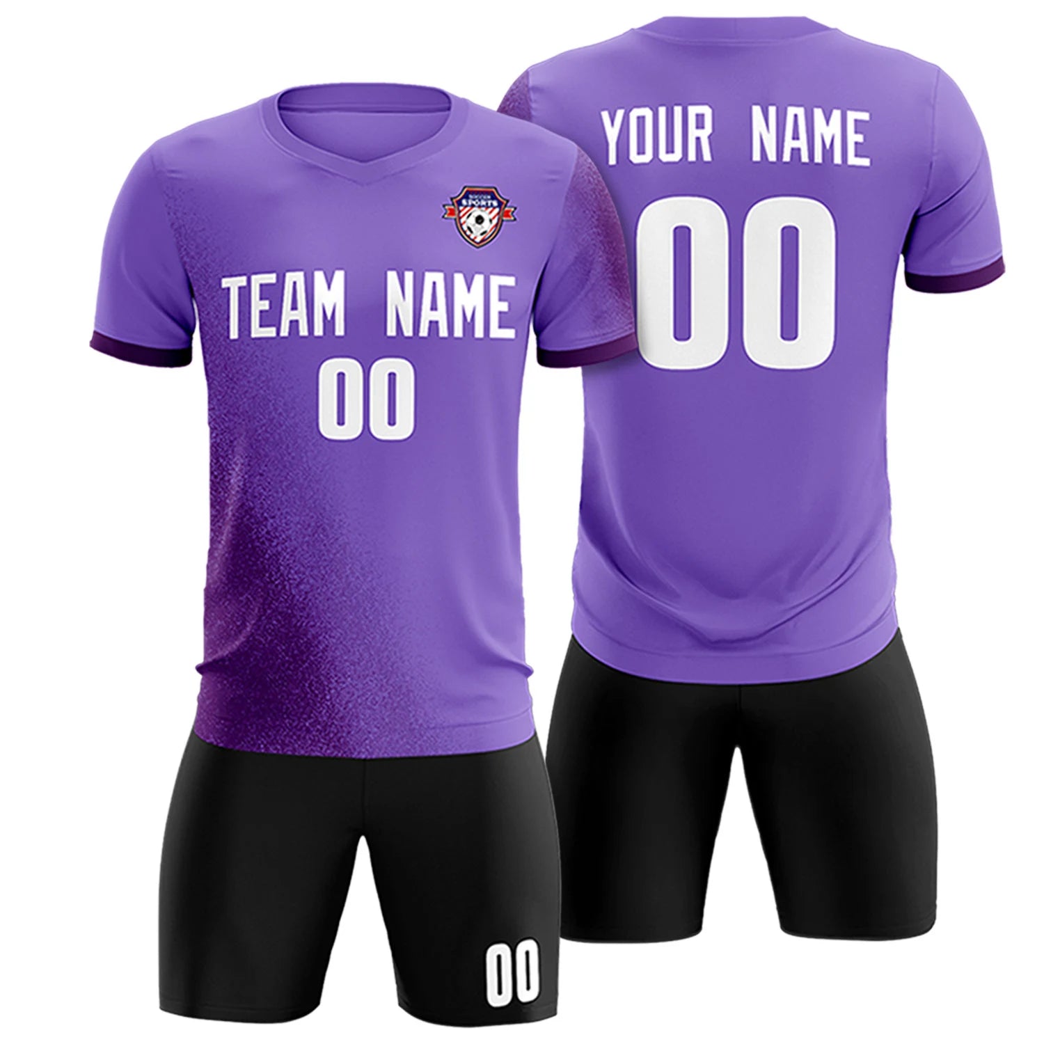 Custom Light Purple Purple Outdoor Sport Soccer Sets Jersey