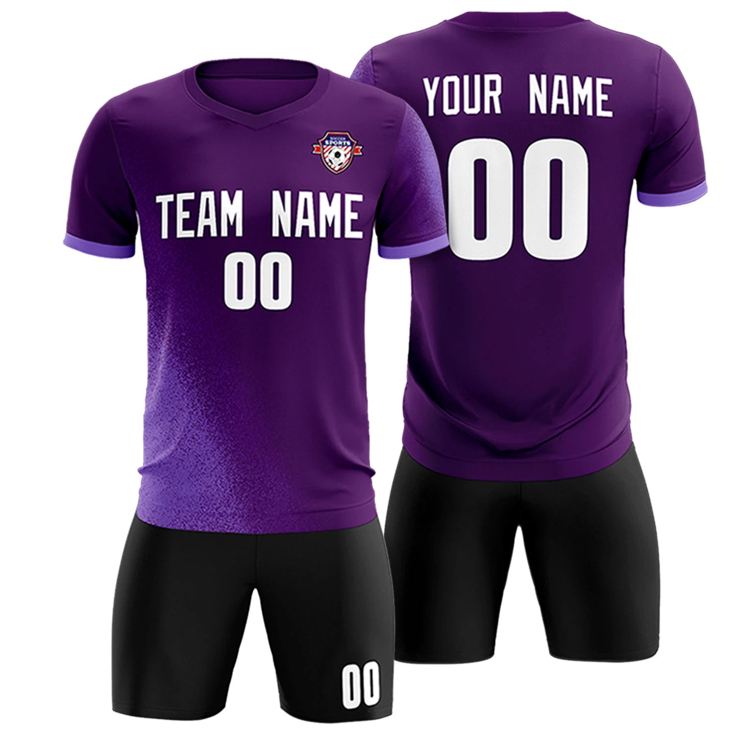 Custom Purple Light Purple Outdoor Sport Soccer Sets Jersey