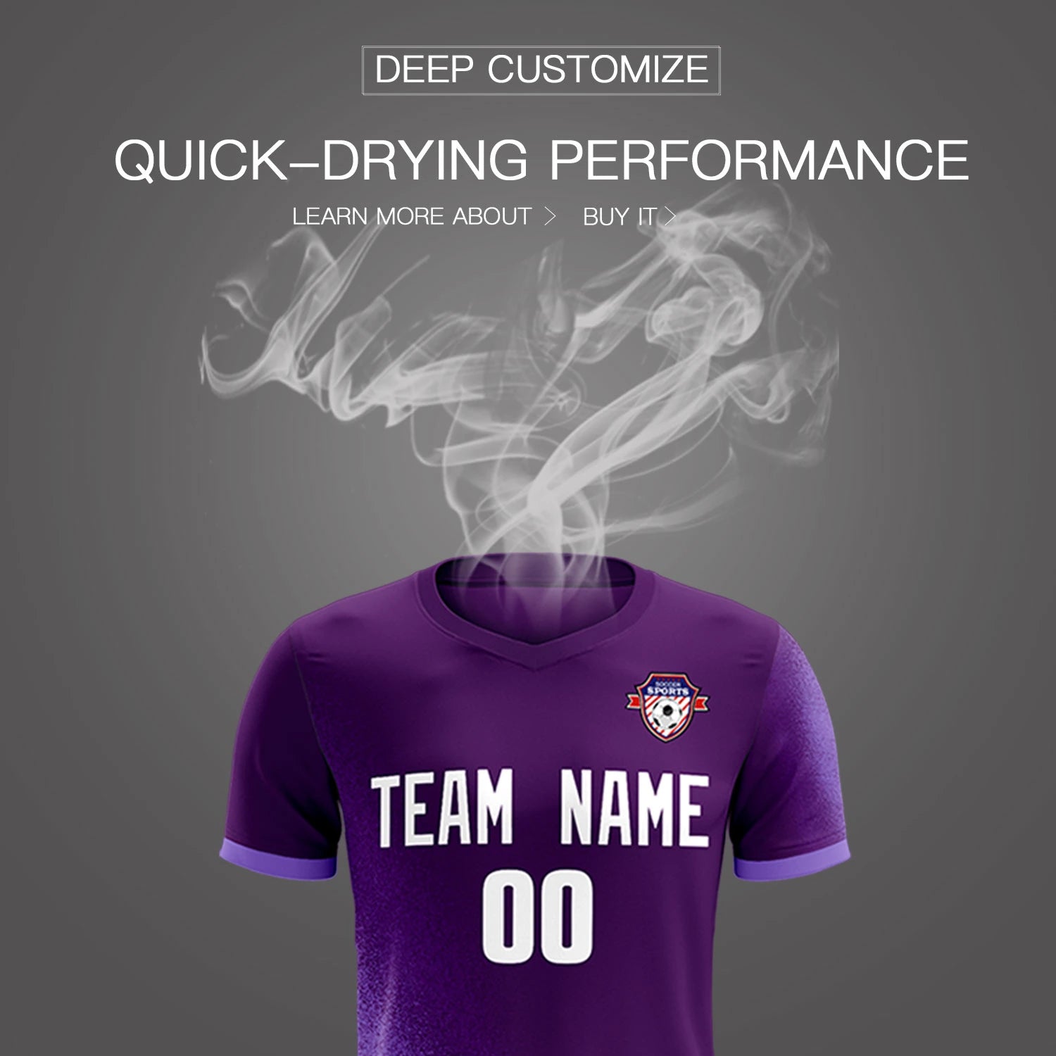 Custom Purple Light Purple Outdoor Sport Soccer Sets Jersey