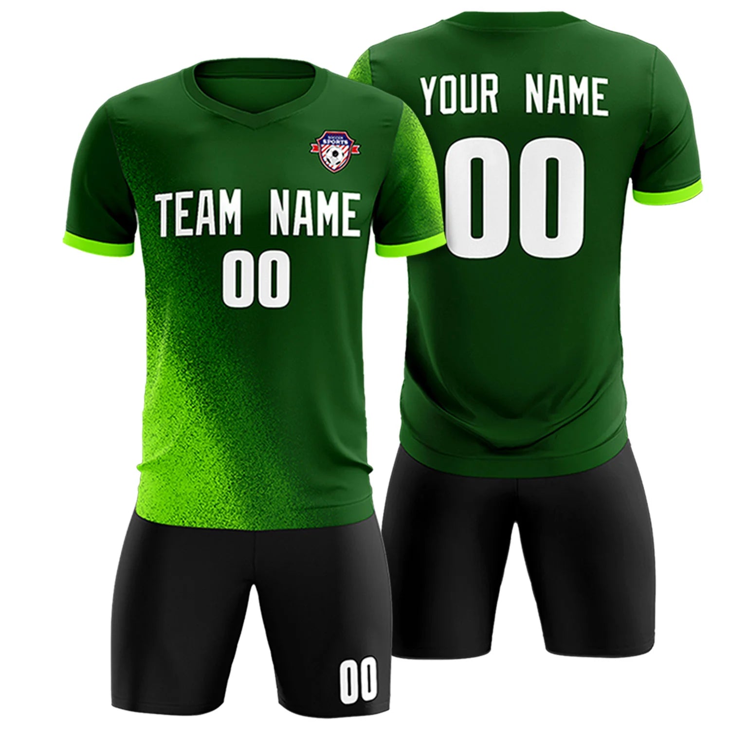 Custom Green Neon Green Outdoor Sport Soccer Sets Jersey