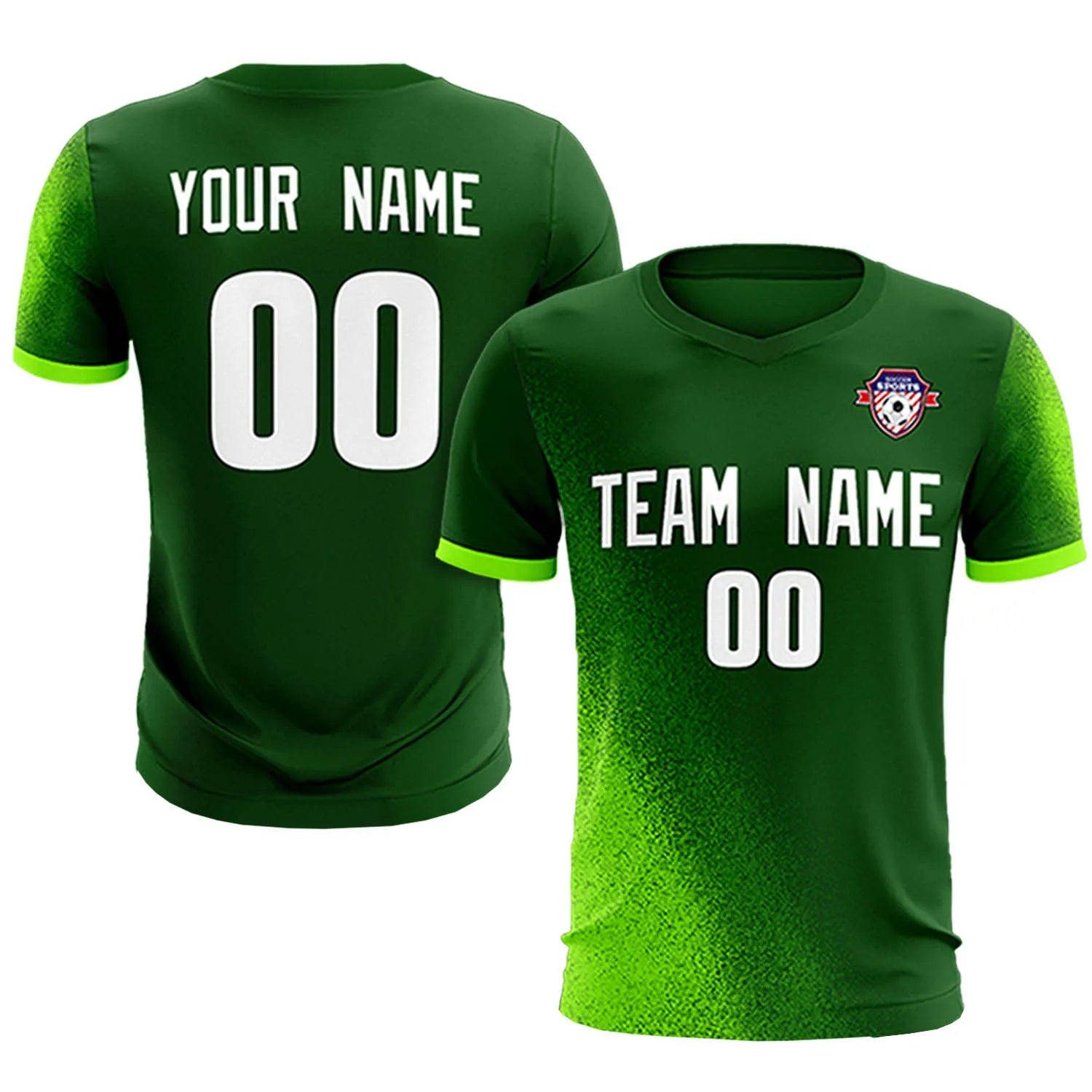 Custom Green Neon Green Outdoor Sport Soccer Sets Jersey