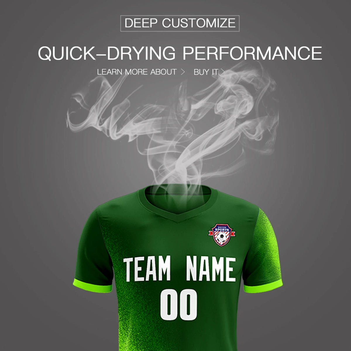 Custom Green Neon Green Outdoor Sport Soccer Sets Jersey