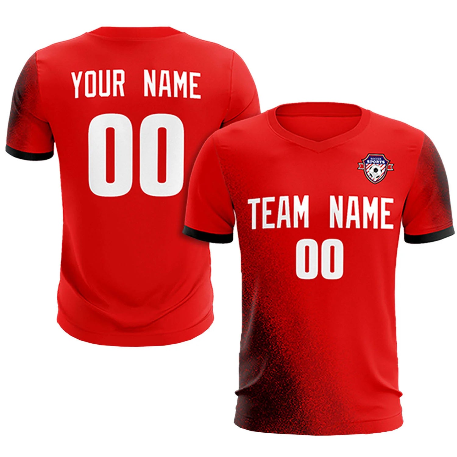 Custom Red Black Outdoor Sport Soccer Sets Jersey