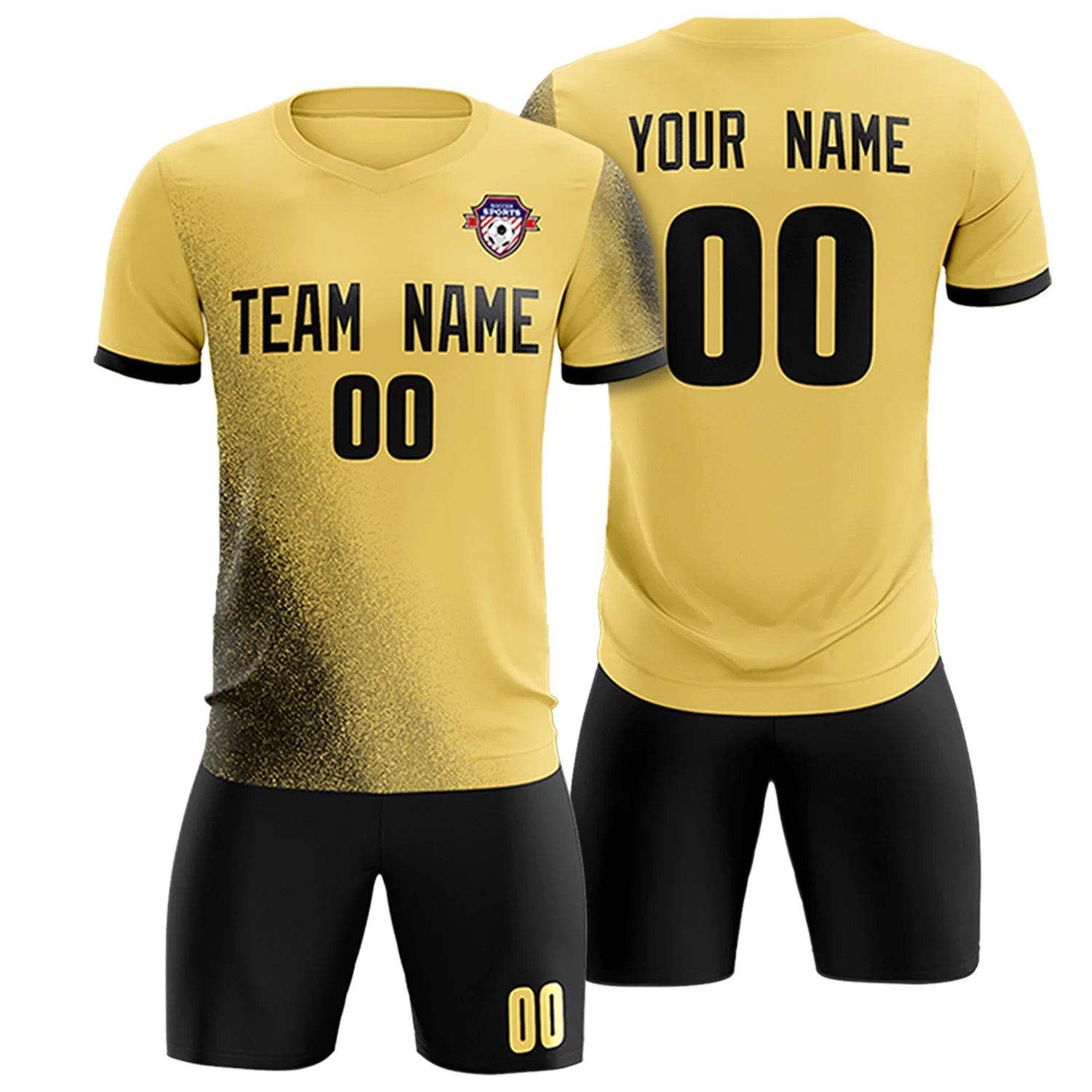 Custom Khaki Black Outdoor Sport Soccer Sets Jersey
