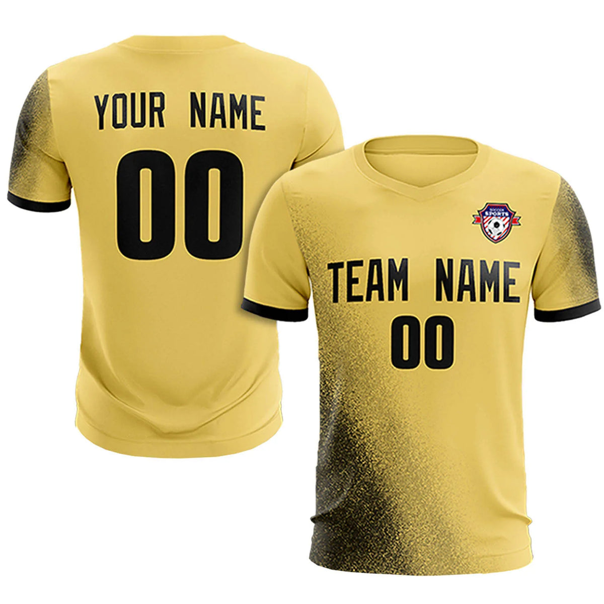 Custom Khaki Black Outdoor Sport Soccer Sets Jersey