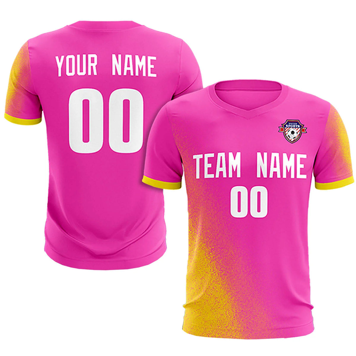 Custom Pink Gold01 Outdoor Sport Soccer Sets Jersey