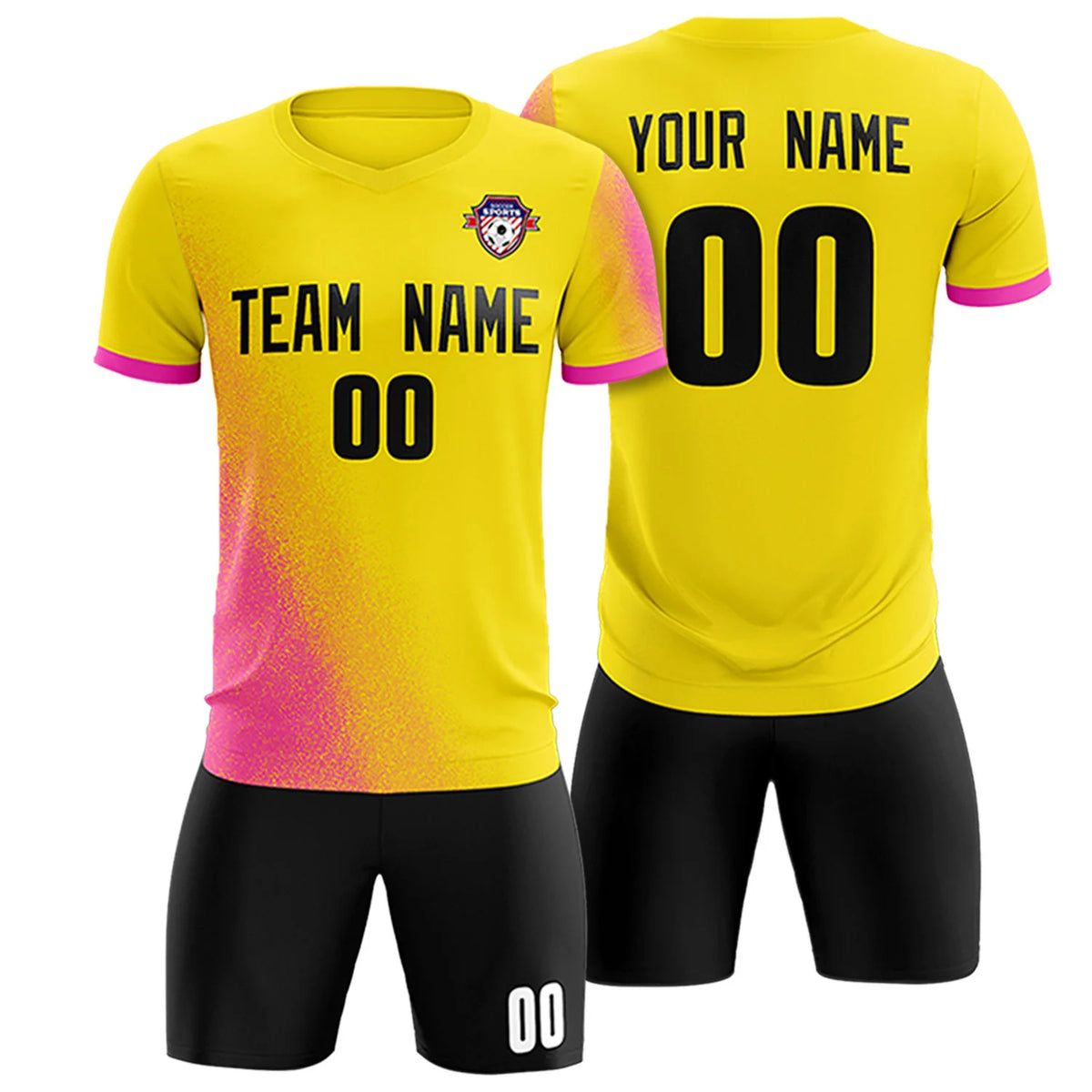 Custom Gold01 Pink Outdoor Sport Soccer Sets Jersey