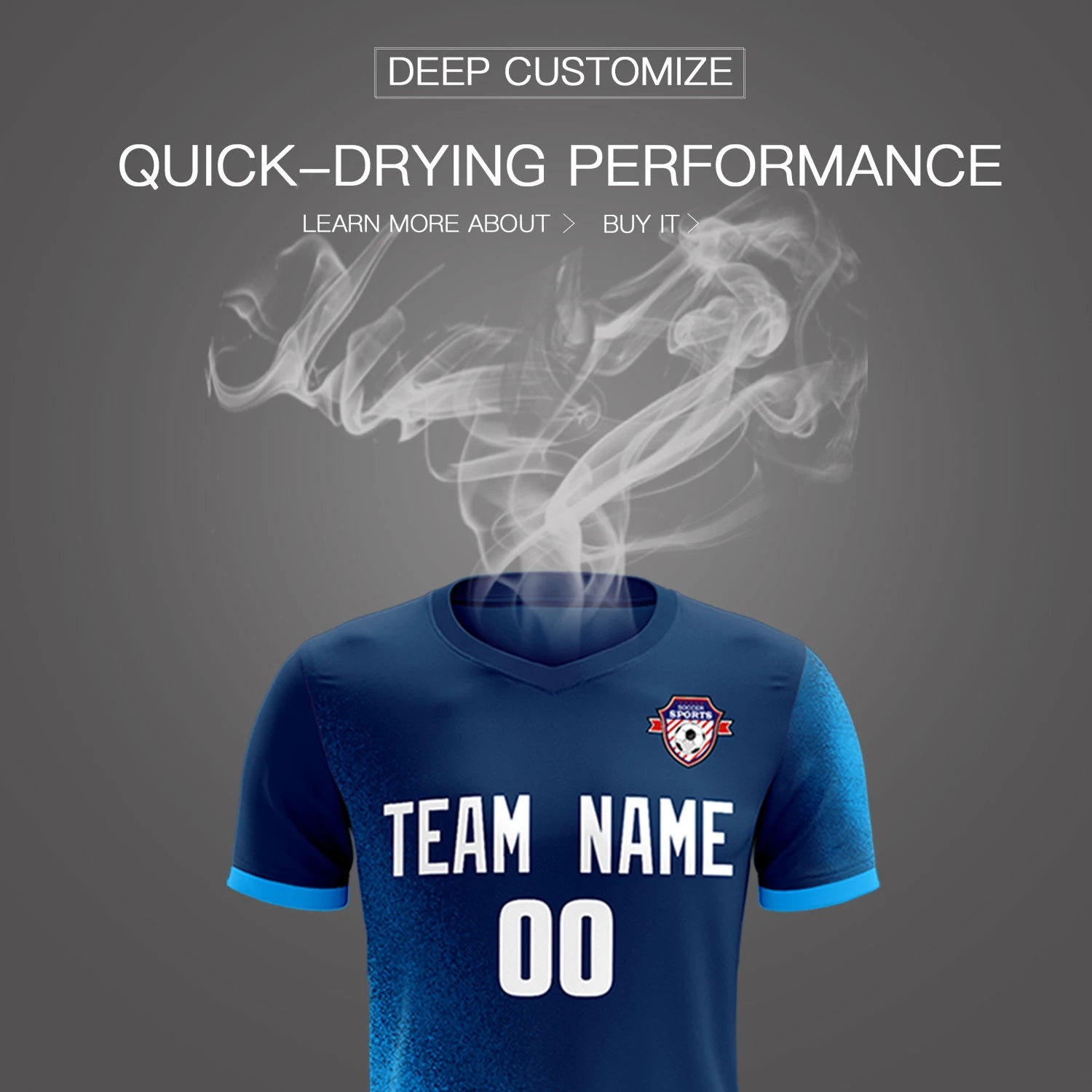 Custom Navy Powder Blue Outdoor Sport Soccer Sets Jersey