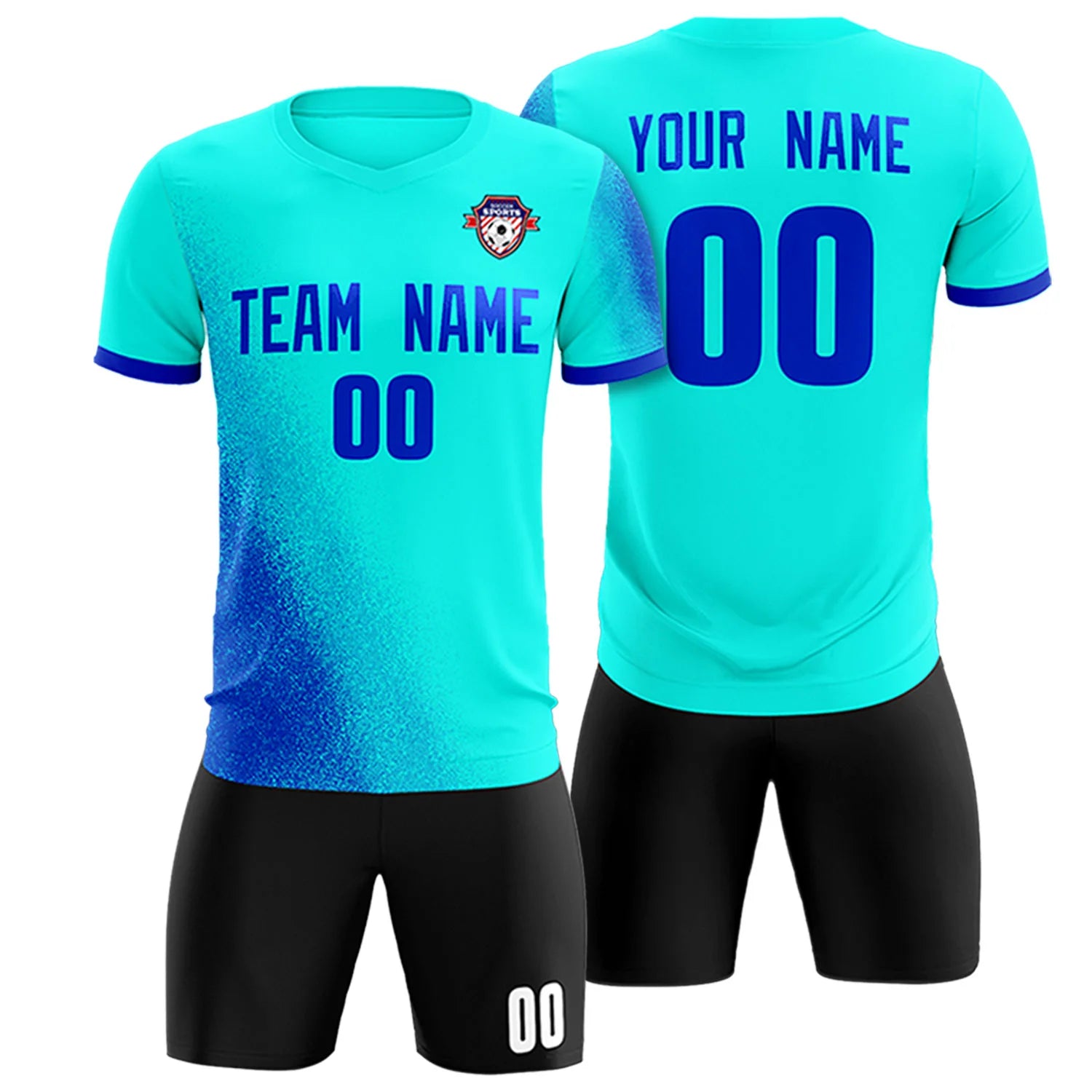 Custom Blue Royal Blue Outdoor Sport Soccer Sets Jersey