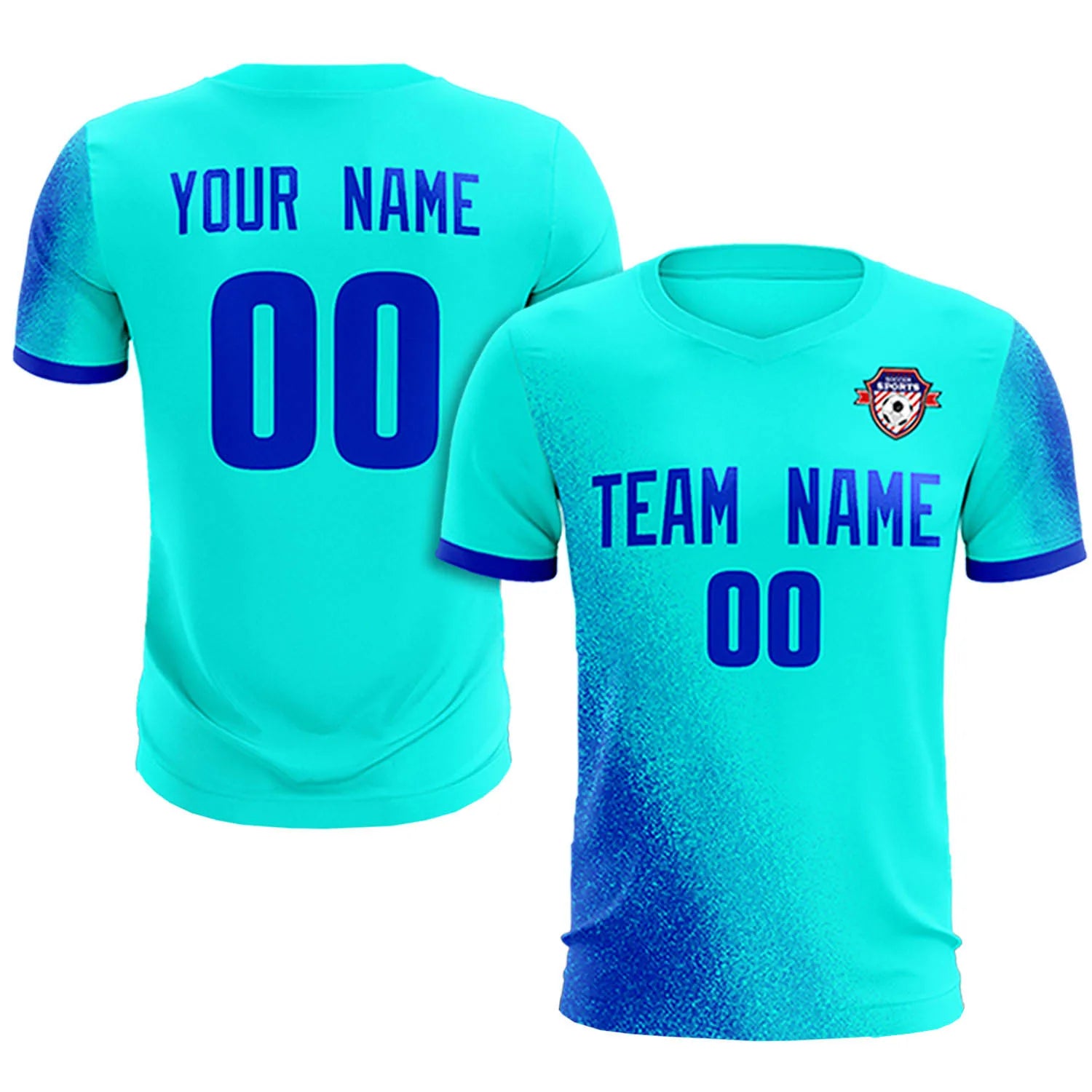 Custom Blue Royal Blue Outdoor Sport Soccer Sets Jersey