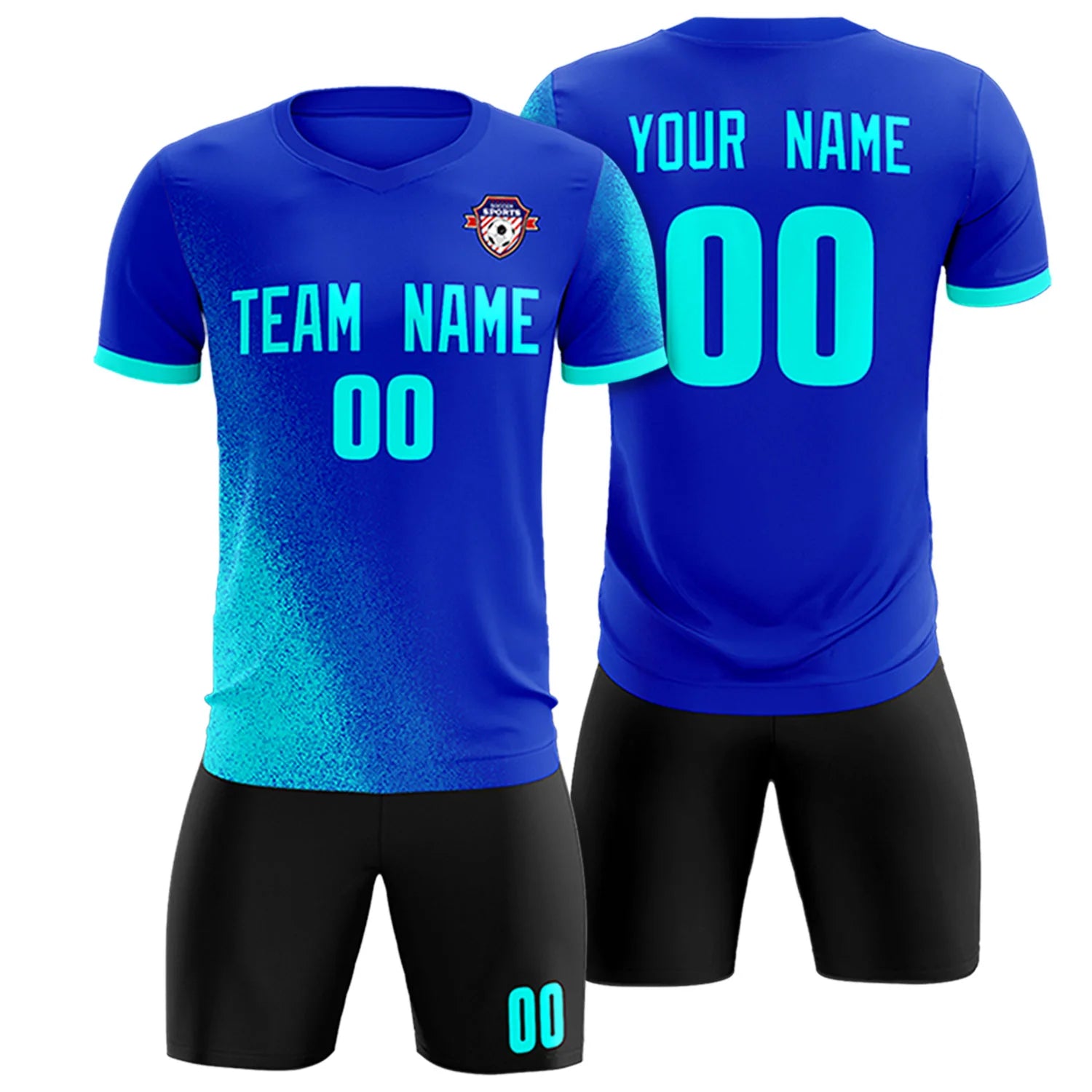 Custom Royal Blue Blue Outdoor Sport Soccer Sets Jersey